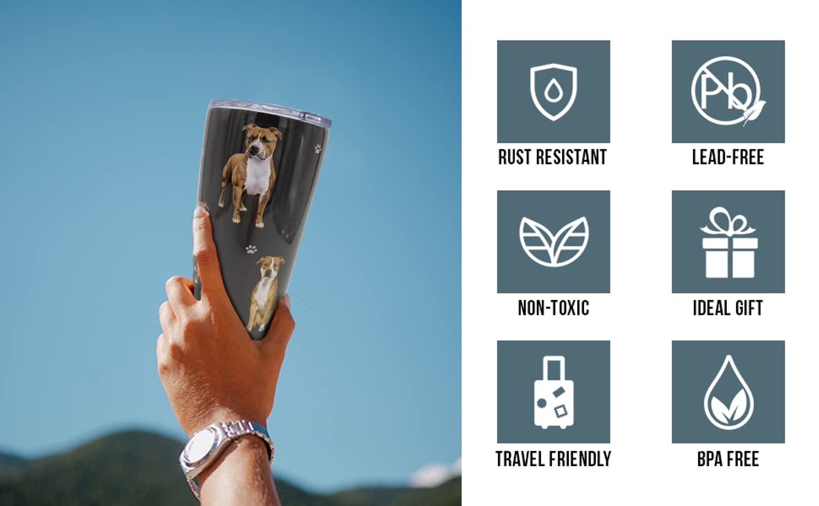 Petbella Pitbull Insulated Tumbler With Lid 16 Oz Stainless Steel Vacuum Insulated Double Wall Travel Thermos Tumbler Dog Breed