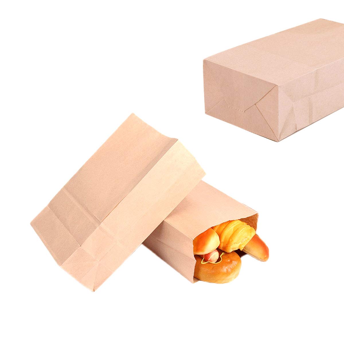 Akoak Thickening Natural Color Degradable Kraft Paper Bag,Food Packaging Paper Bags For Baking, Candy And Gift Bags,Pack Of 50,3