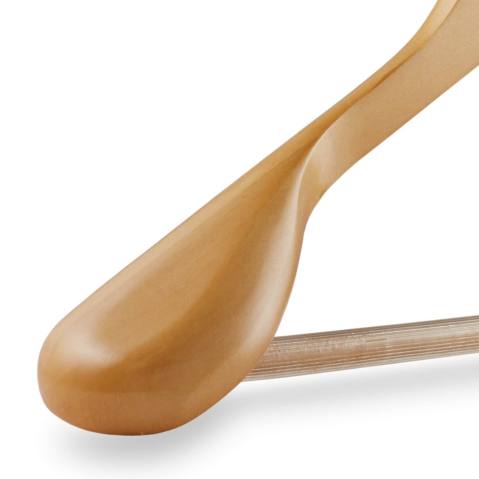 Casafield - 6 Natural Wide Shoulder Wooden Suit Hangers - Premium Lotus Wood, Non-Slip Pant Bar & Chrome Swivel Hook For Dress C