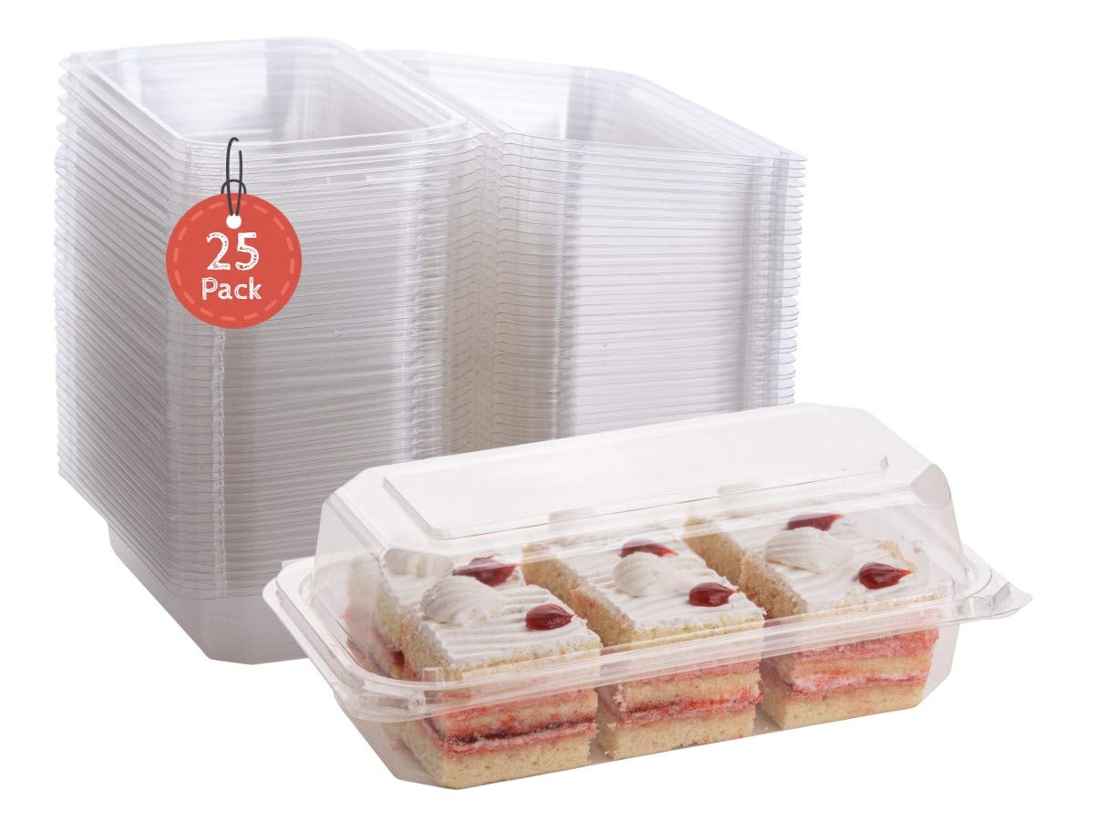 Smygoods Plastic Loaf Container, (Pack Of 25-9 3/10 X 5 1/2 X 3 1/3) Disposable Plastic Sturdy Hinged Loaf Containers