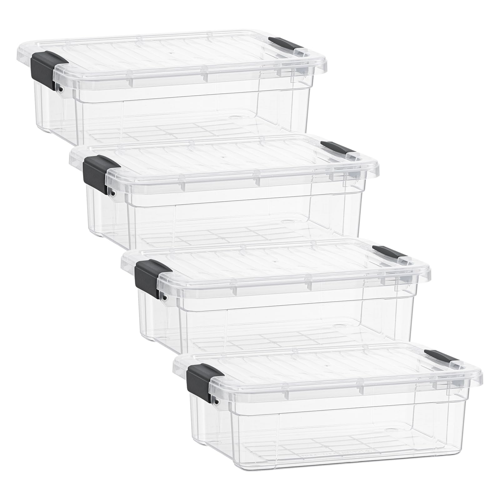 Superio Clear Storage Boxes With Lids, 2.5 Quart Plastic Container Bins For Organizing, Stackable Crates, Bpa Free, Non Toxic, O