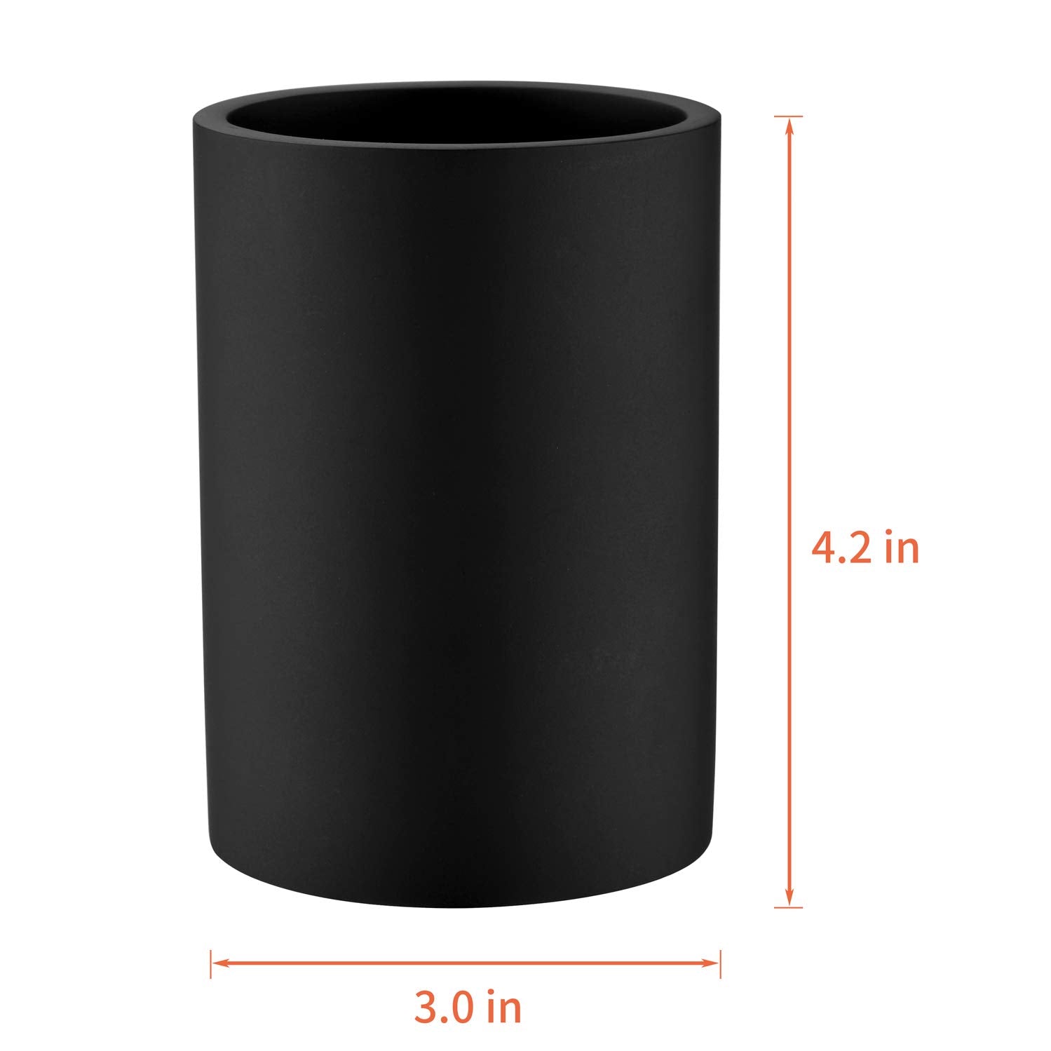 Jincrop Matte Black Bathroom Cup Resin Matte Black Tumbler Cup Round Bathroom Cylinder Makeup Brushes Cup Toothpaste Pens Holder