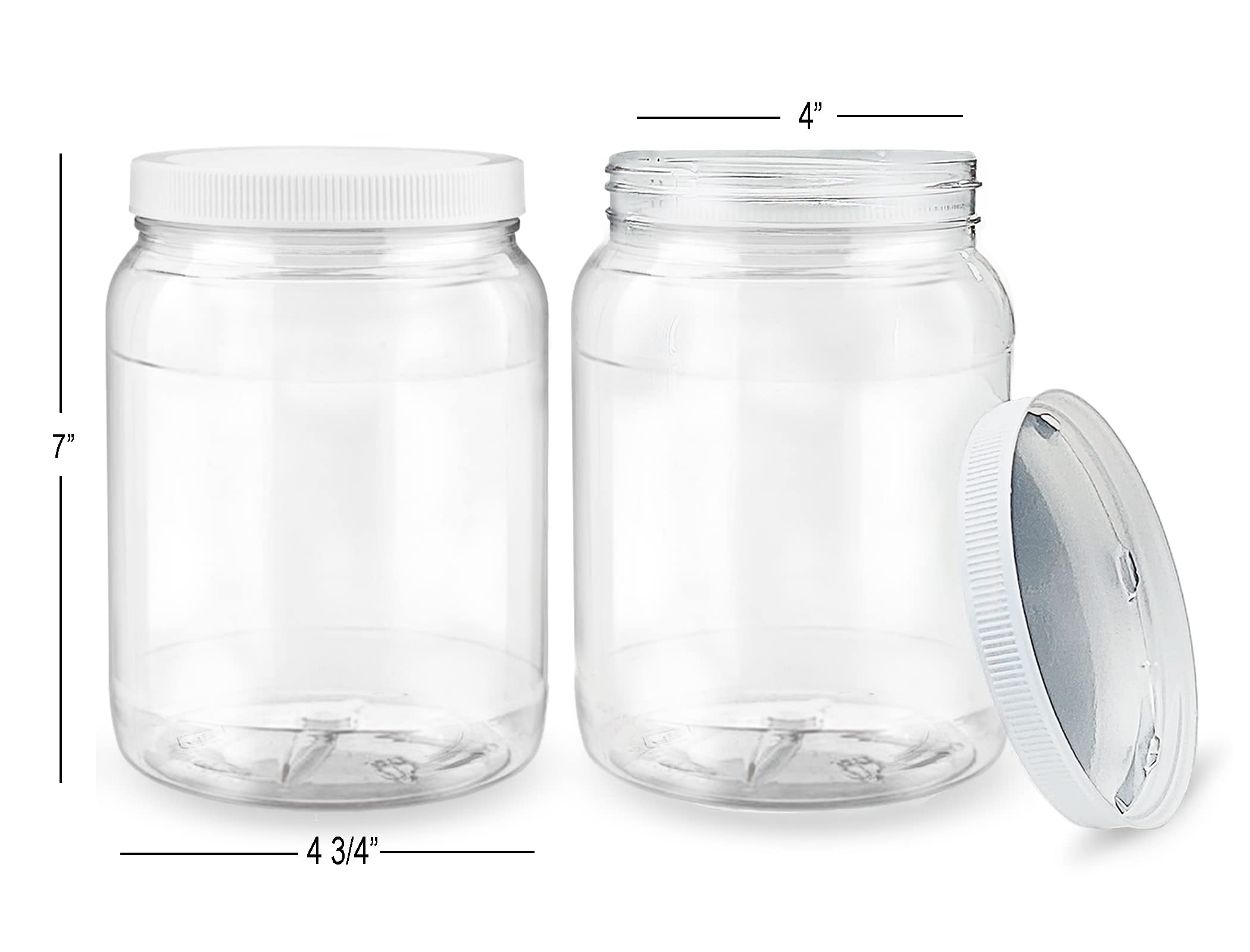 Ljdeals 1/2 Gallon 64 Oz Clear Plastic Jars With Lids, Large Jars, Wide Mouth Storage Containers, Pack Of 3, Bpa Free, Food Safe