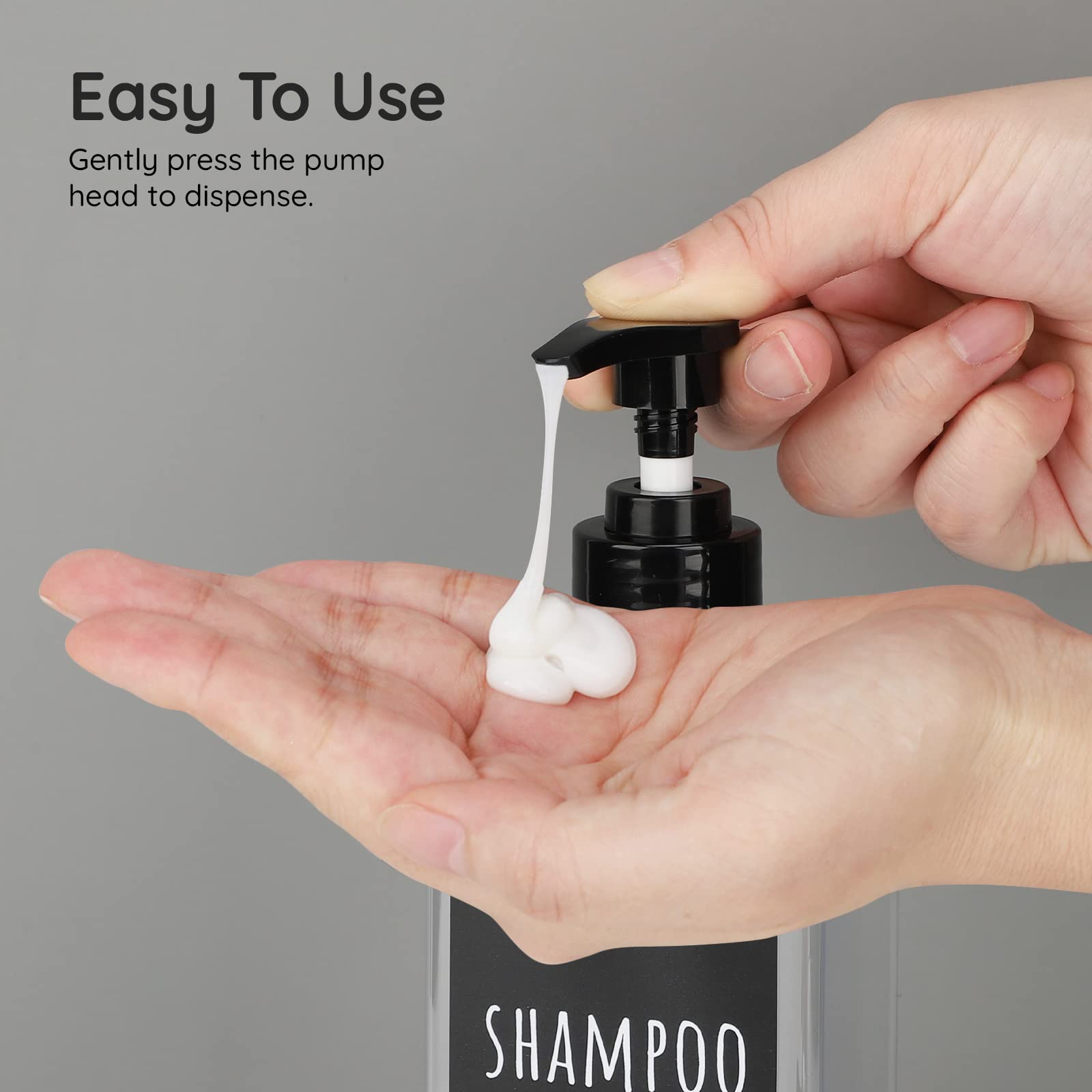 Segbeauty Shampoo Bottles, 3Pcs 16.9Oz Empty Refillable Pump Dispenser With Labels, 500Ml Plastic Reusable Press Lotion Containe