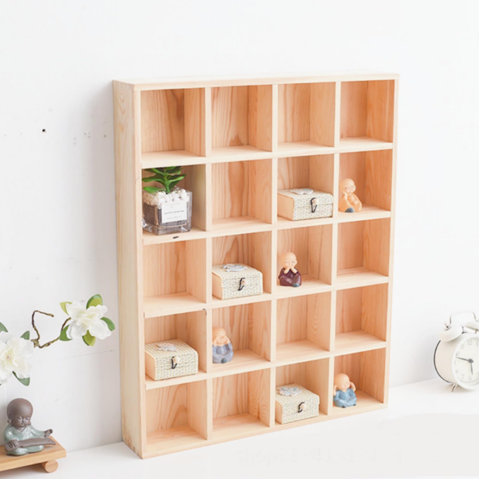 LONG TAO 1 Pcs 13.4  x10.6  x2   Wooden Storage Divider Box Showcase Display Box Organization Tabletop Box Tray Display Holder w
