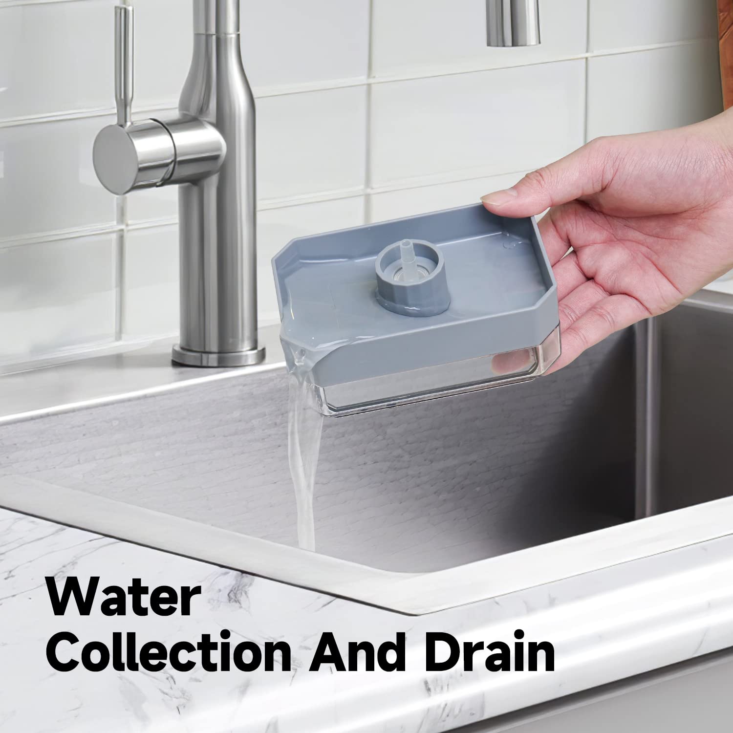 AIKE Dish Soap Dispenser and Sponge Holder for Kitchen Sink Brushed Stainless Steel (Sponge Not Included)
