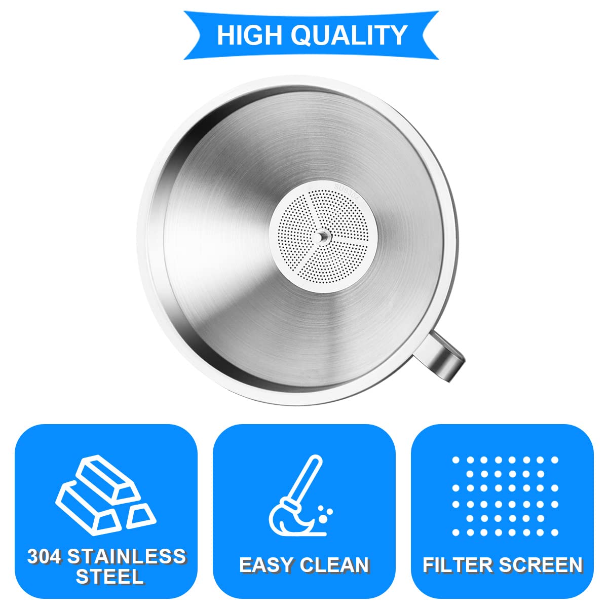 Dkardu 304 Stainless Steel Funnel Resin Filter For Resin 3D Printer, Transferring Liquids, Oil, With Removal Stainless Steel Str