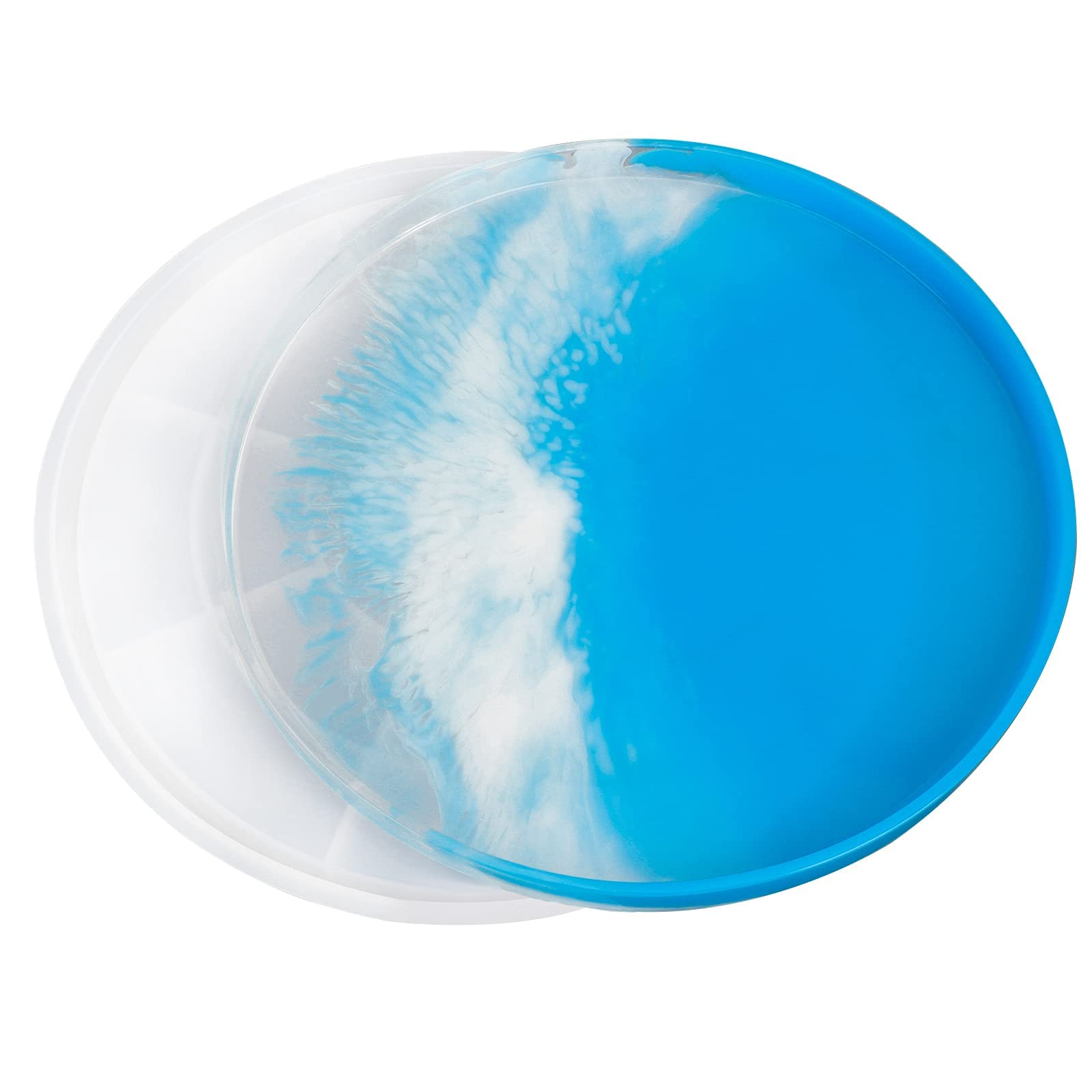 Rolling Tray Mold For Resin, Gartful Large Round Serving Tray Mold With Edges, Plate Silicone Epoxy Casting Mold For Agate Tray,