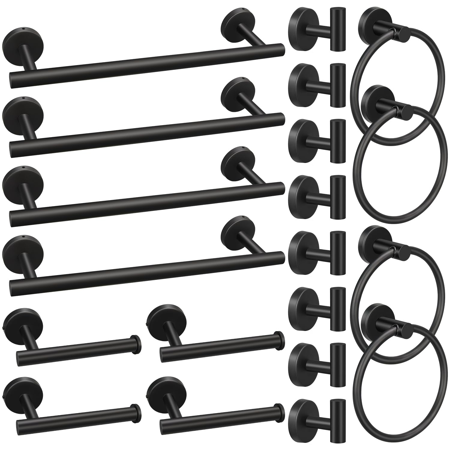 5/10/20pcs Bathroom Hardware Set  Matte Black/Brushed Nickel/Brushed Gold Stainless Steel Bathroom Hardware Set  Including 16'' Hand Towel Bars  Toilet Paper Holders  Towel Rings  Robe Towel Hooks