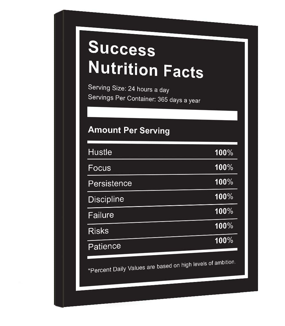 Success Nutrition Facts Inspirational Canvas Wall Art -Motivational Entrepreneur Quotes Poster Print -Modern Picture Painting Fr