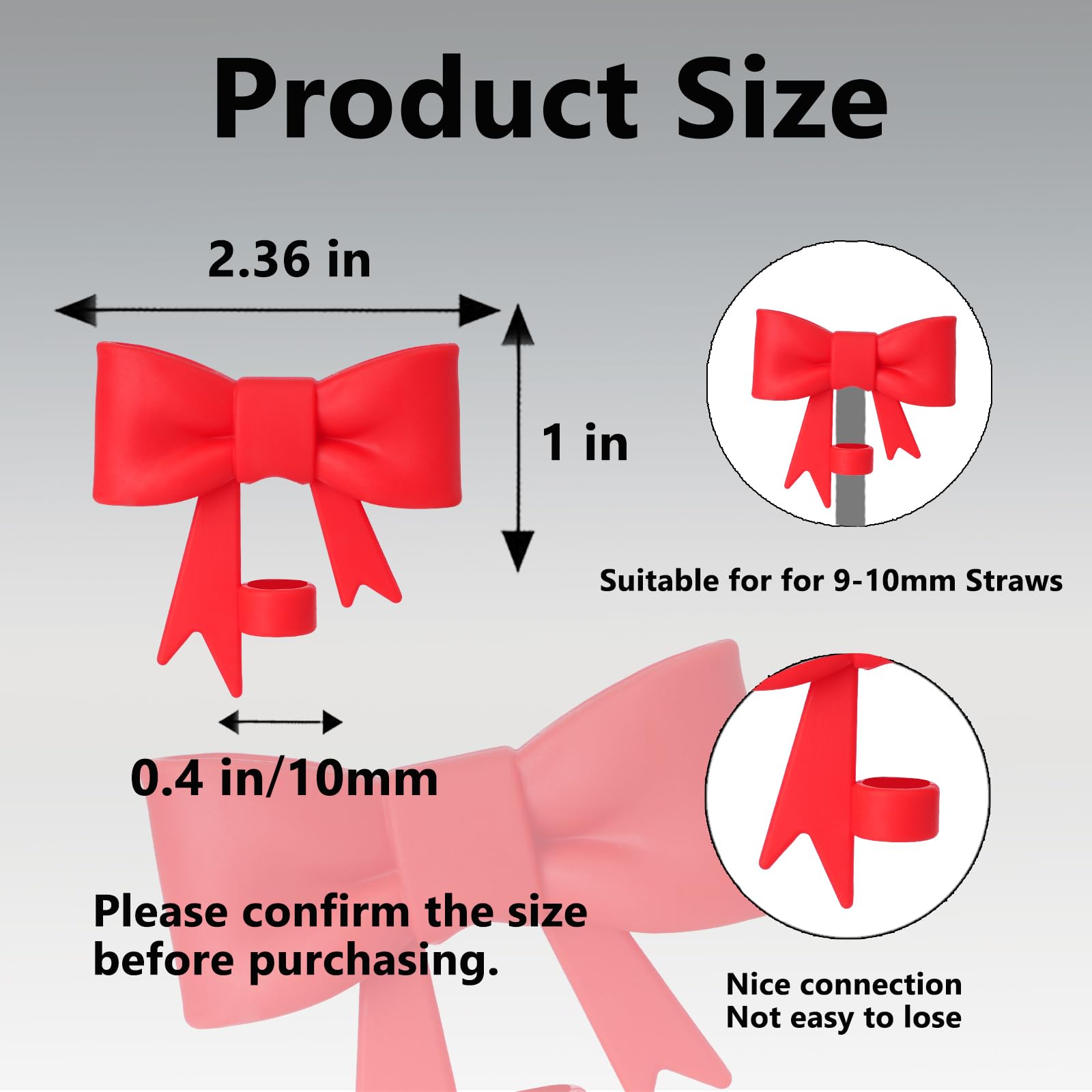 Yayayoung Classic Bow Straw Covers Cap Toppers Compatible With Stanley 30&40 Oz Tumbler Cups,Reusable Cute Silicone Straw Lids P