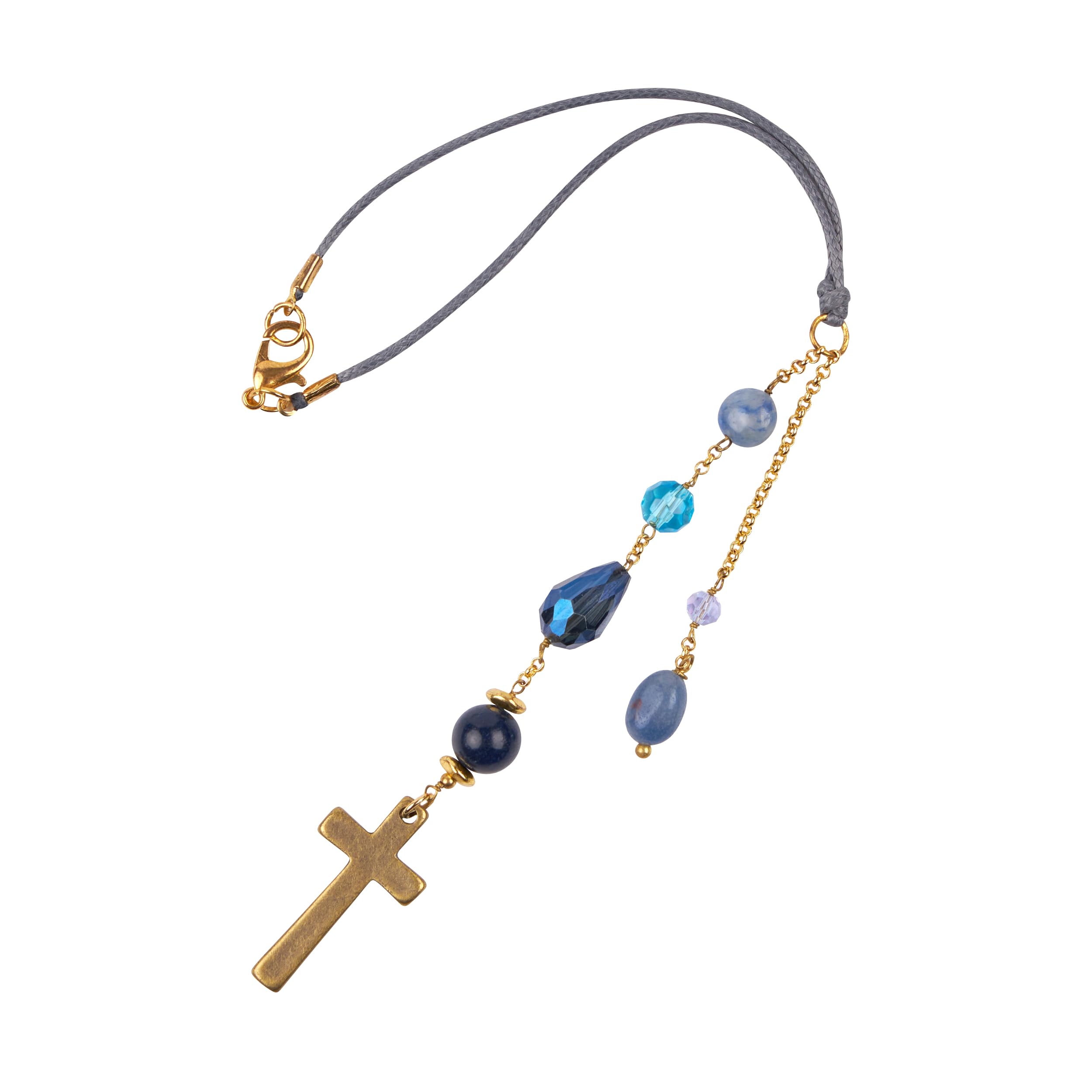 Akitai Rear View Mirror Tassel - Sun Catcher Rearview Mirror Charm and Blue Tassel for Cars, Transforms Sunlight and Diffuses Co