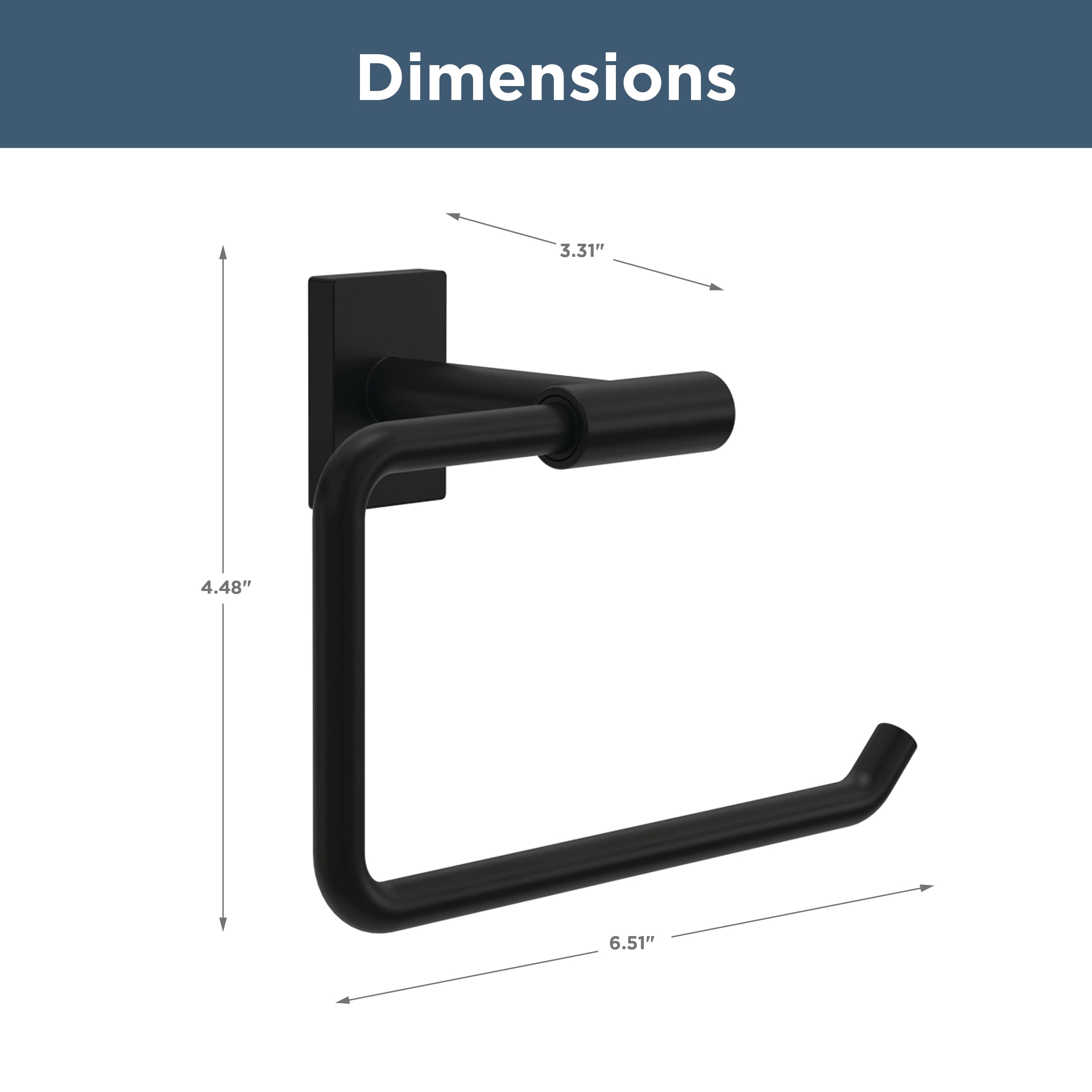 Franklin Brass Hartwell (1-Pack) Toilet Paper Holder, Euro Single Post Tissue Roll Wall Mount Tp Storage, Matte Black Bathroom D