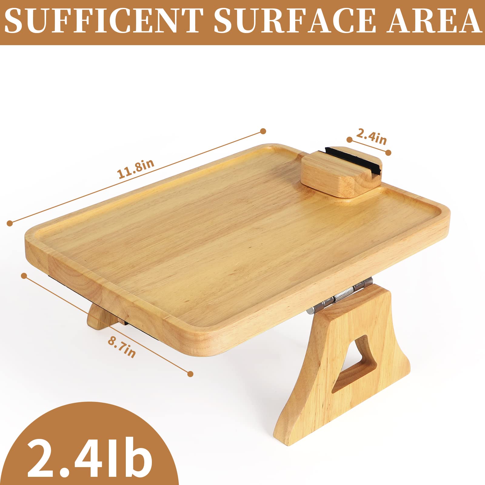 Tisement Couch Tray For Wide Sofa, 11.8    8.7 Clip On Sofa Arm Tray With 360 Rotating Bracket,Foldable Couch Arm Table For Wide