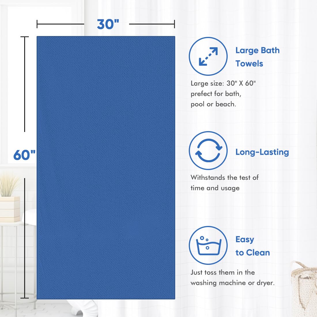 Homexcel Bath Towel Set Pack Of 2, 30 X 60 Inches Large Microfiber Bath Towels, Soft, Absorbent, And Quick Dry Towels For Bathro