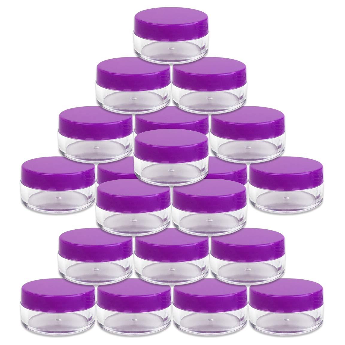 (Quantity: 20 Pieces) Beauticom 10G/10Ml Round Clear Jars With Purple Lids For Small Jewelry, Holding/Mixing Paints, Art Accesso