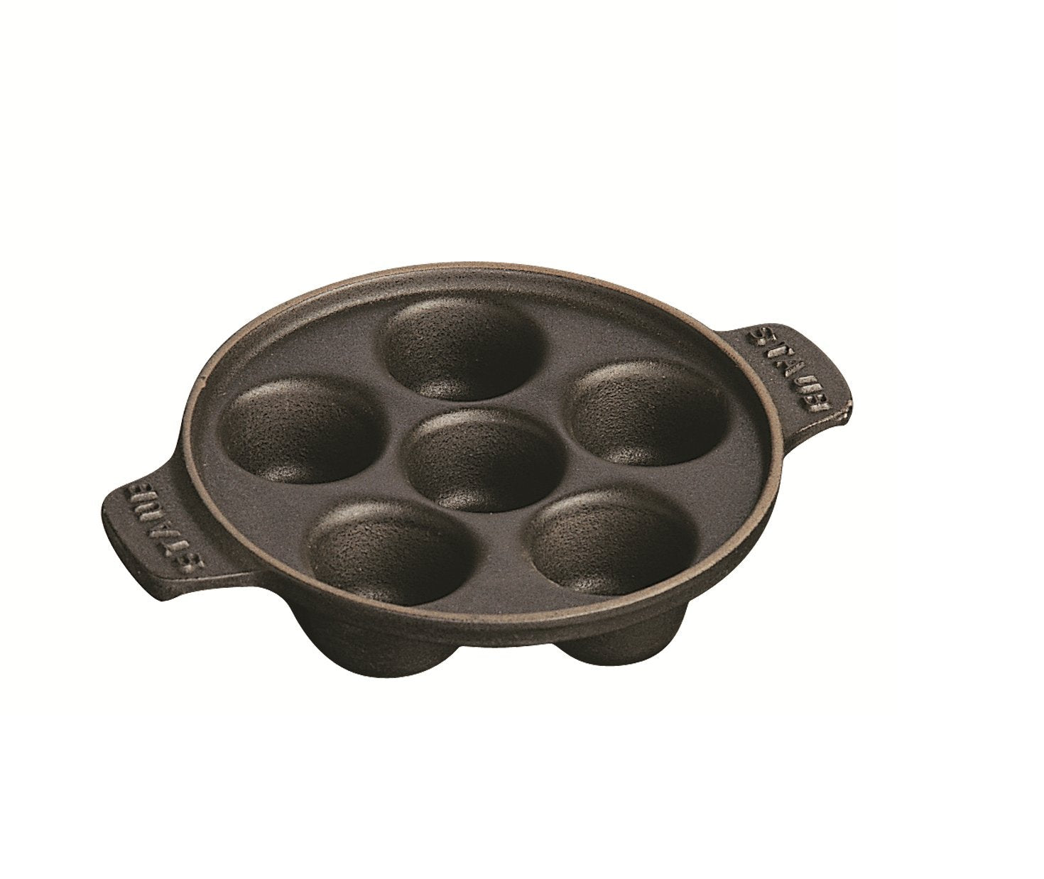 Staub Round Snail Dish with 6 Holes, Cast Iron, Matt Black