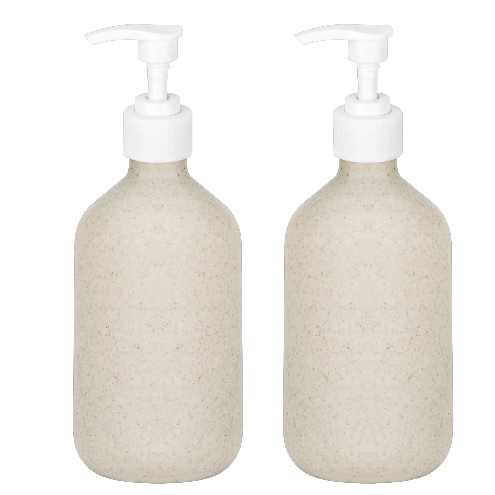 2 Pack Pump Bottles Dispenser 16.9 Oz 500Ml Bathroom Countertop Pump Dispensers Refillable Plastic Containers For Lotion Shampoo