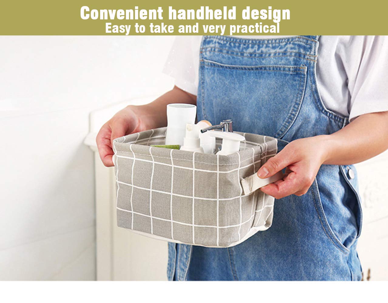 AARainbow 3 Packs Storage Basket Bins Canvas Mini Storage Cubes Storage Basket for Makeup  Baby Toys Liners  Books Nursery Storage Baskets with Handles for Shelves & Desks (Black+White+Gray)