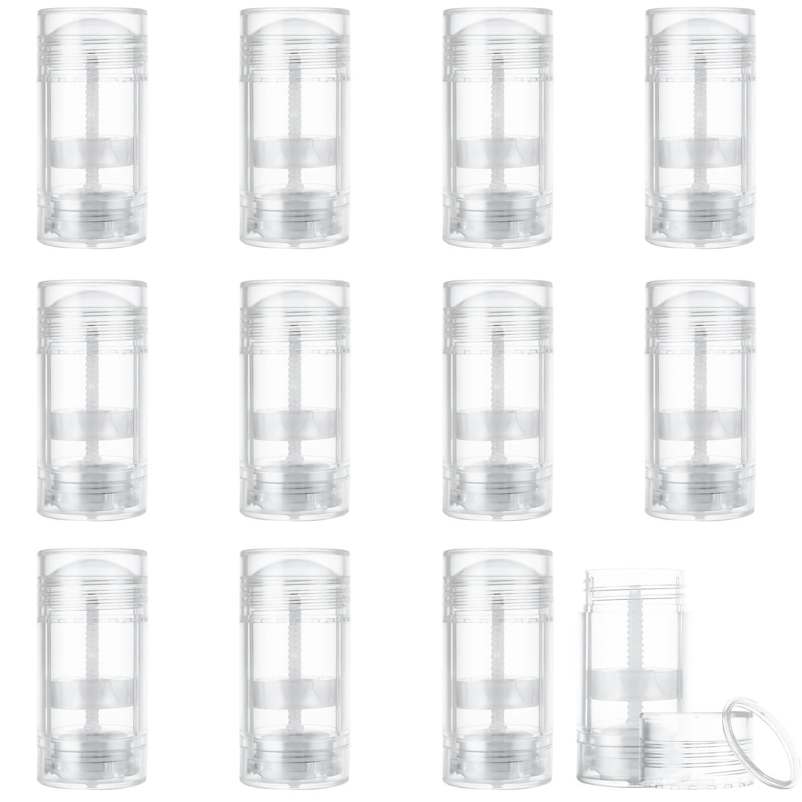Eatheaty 12 Pcs 30Ml/1Oz Empty Deodorant Containers Refillable Bottom, Clear Twist Up Deodorant Bottles Round Lip Balm Tubes For