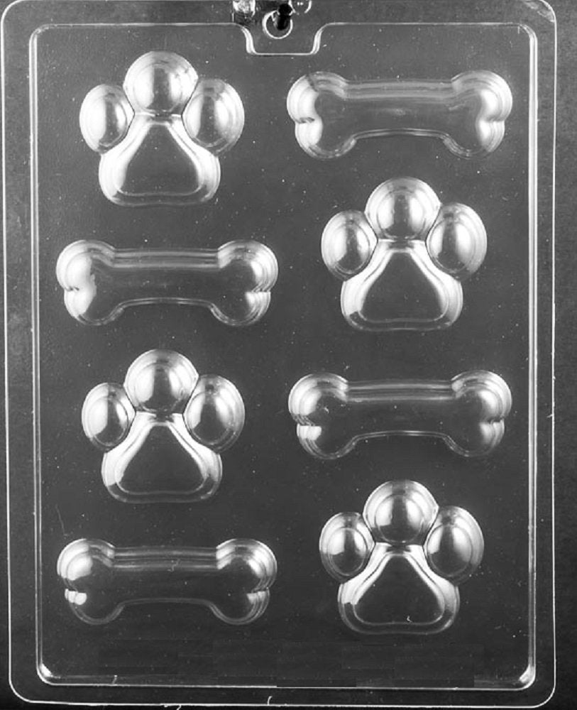 Grandmama'S Goodies A153 Puppy Dog Bone And Paw Print Chocolate Candy Mold With Exclusive Molding Instructions