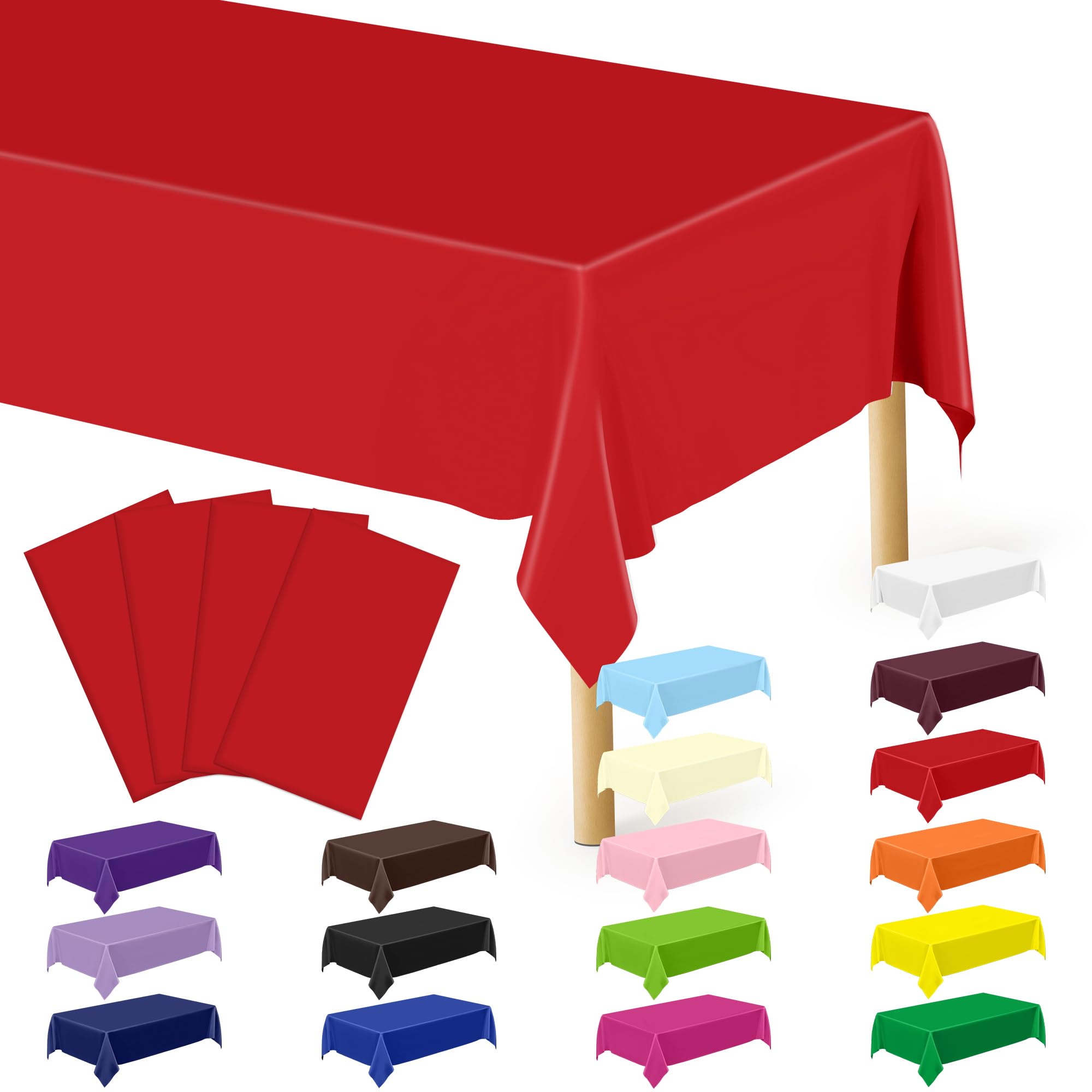 QZYL 4 PCS Picnic Table Cover, 54 x 108 in Rectangle Tablecloth, Red Table Cloth Indoor Outdoor for Baptism Decorations, Waterpr