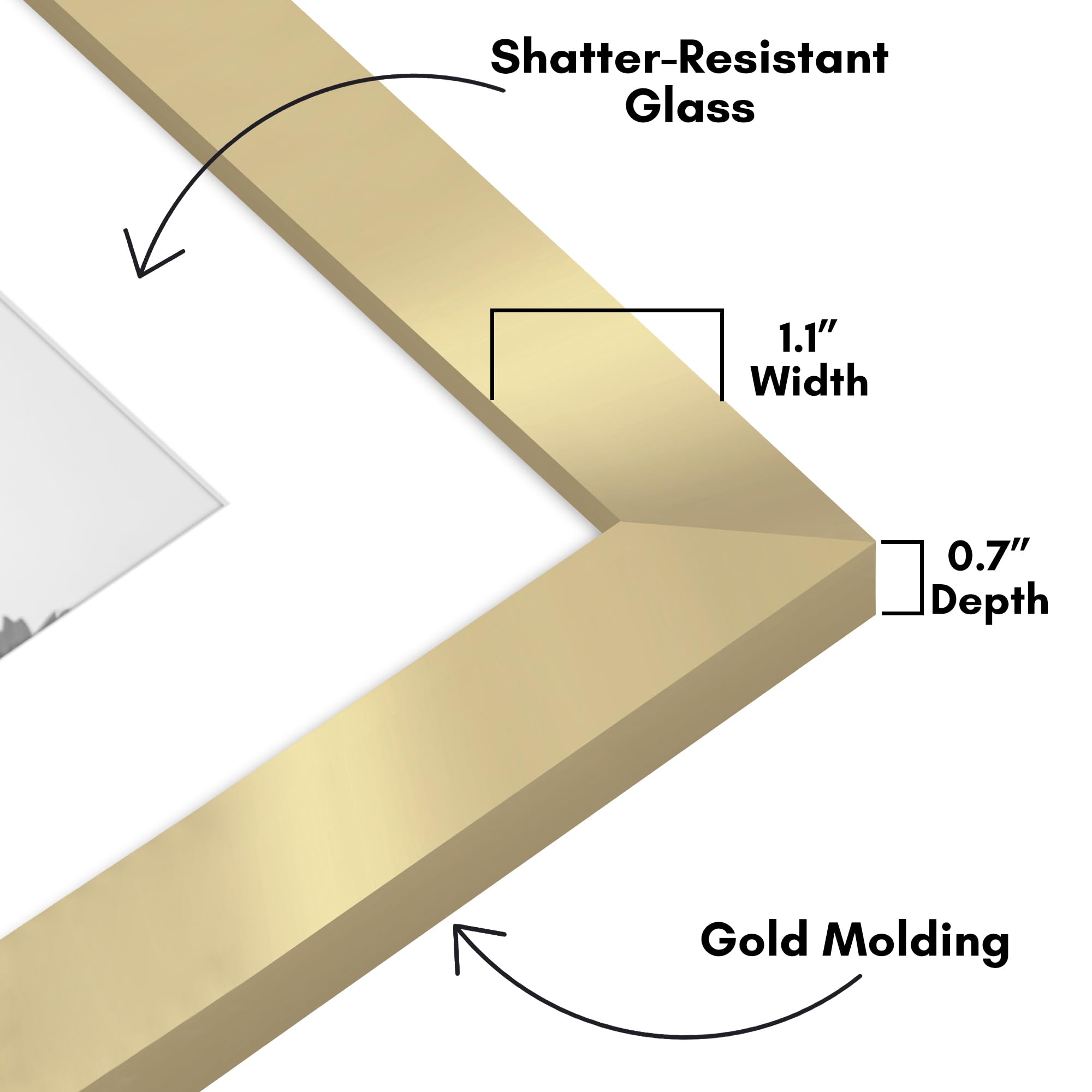 Americanflat 9x11 Picture Frame with Shatter-Resistant Glass - Use as 6x8 Frame with Mat or Display 9x11 Photo Without Mat - Hud