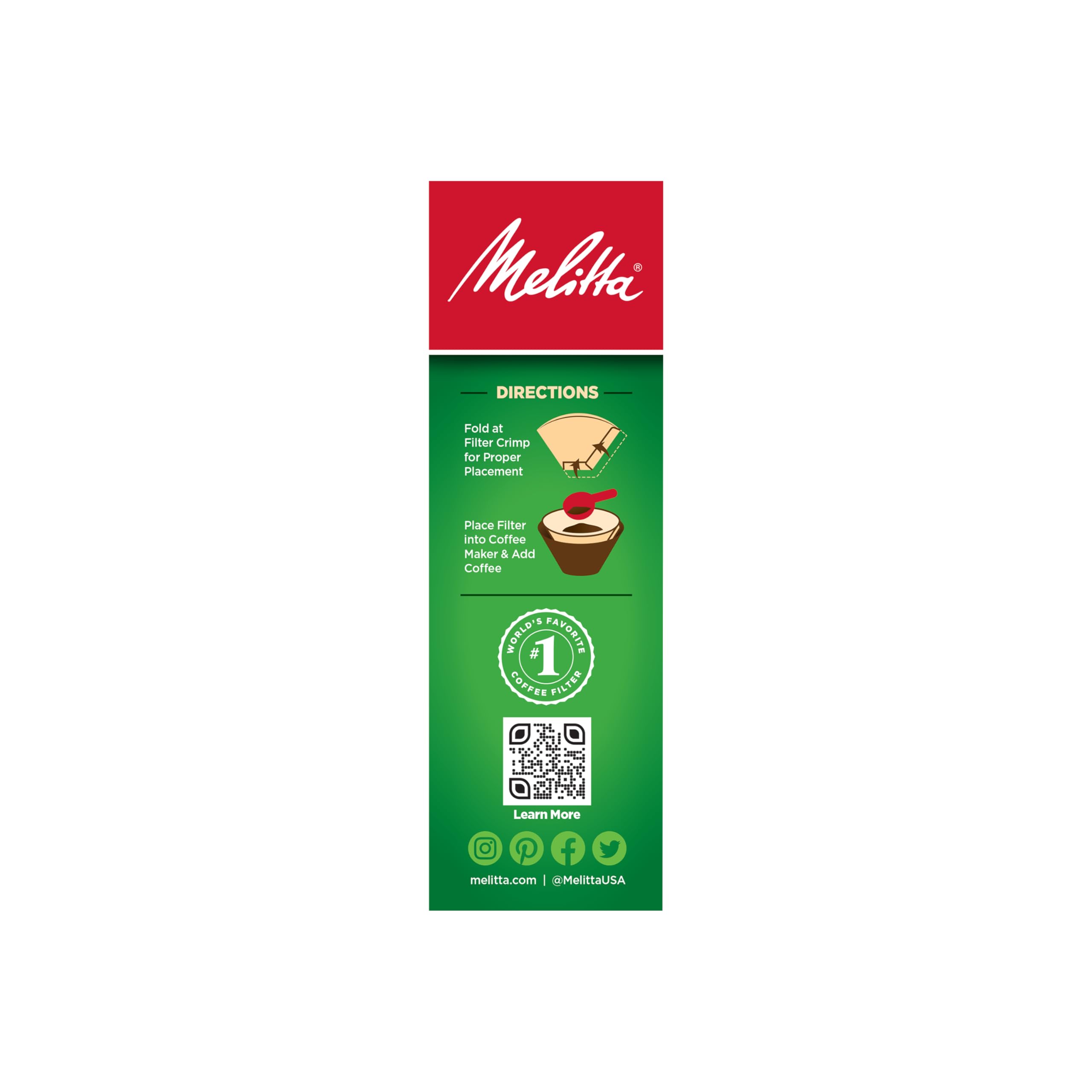 Melitta #2 Cone Coffee Filters, Unbleached Brown, 100 Count - Paper, 1 Pack