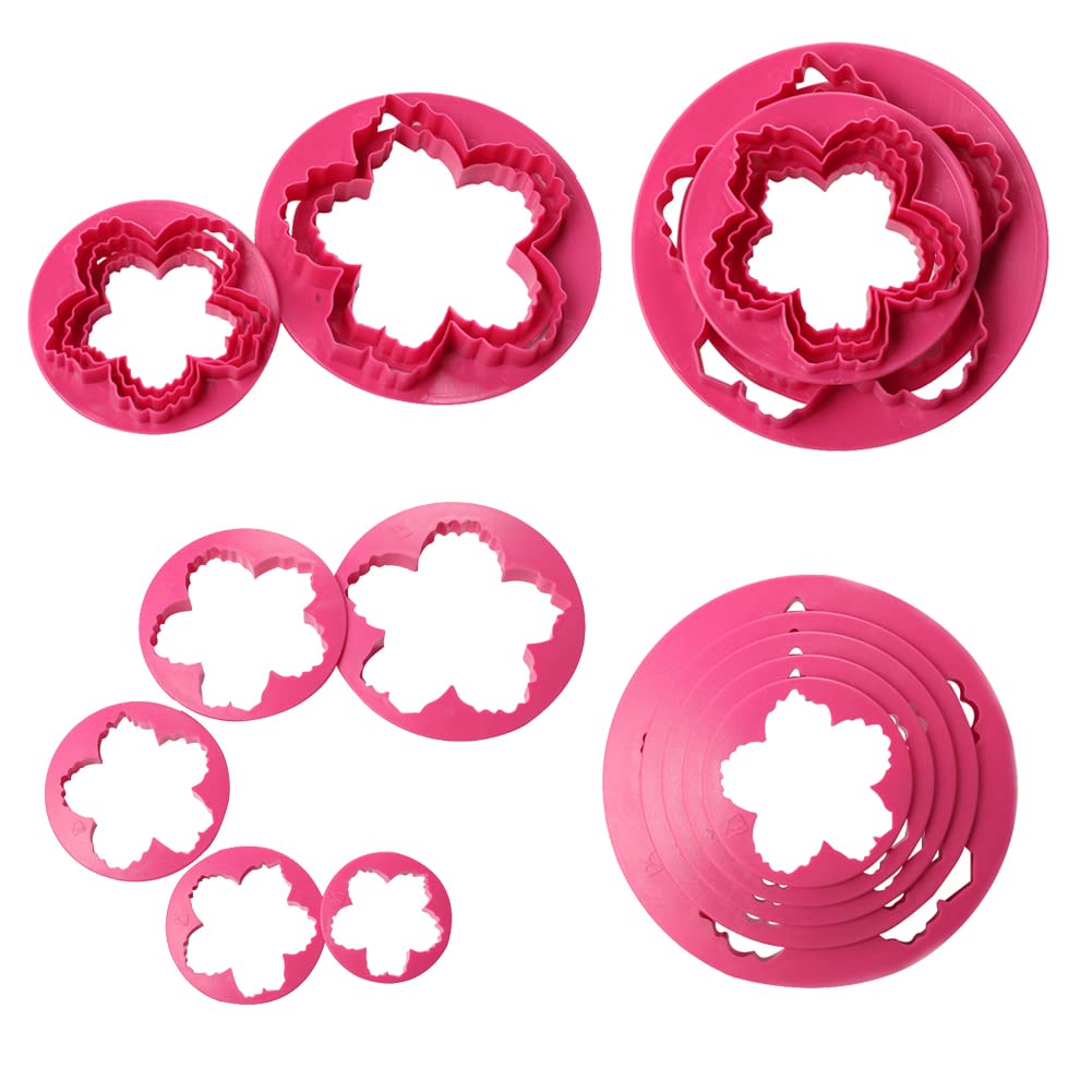 Sk 5-Piece Peony Fondant Cutters Set Sugarcraft Modeling Tools Kit For Cake Decoration Red