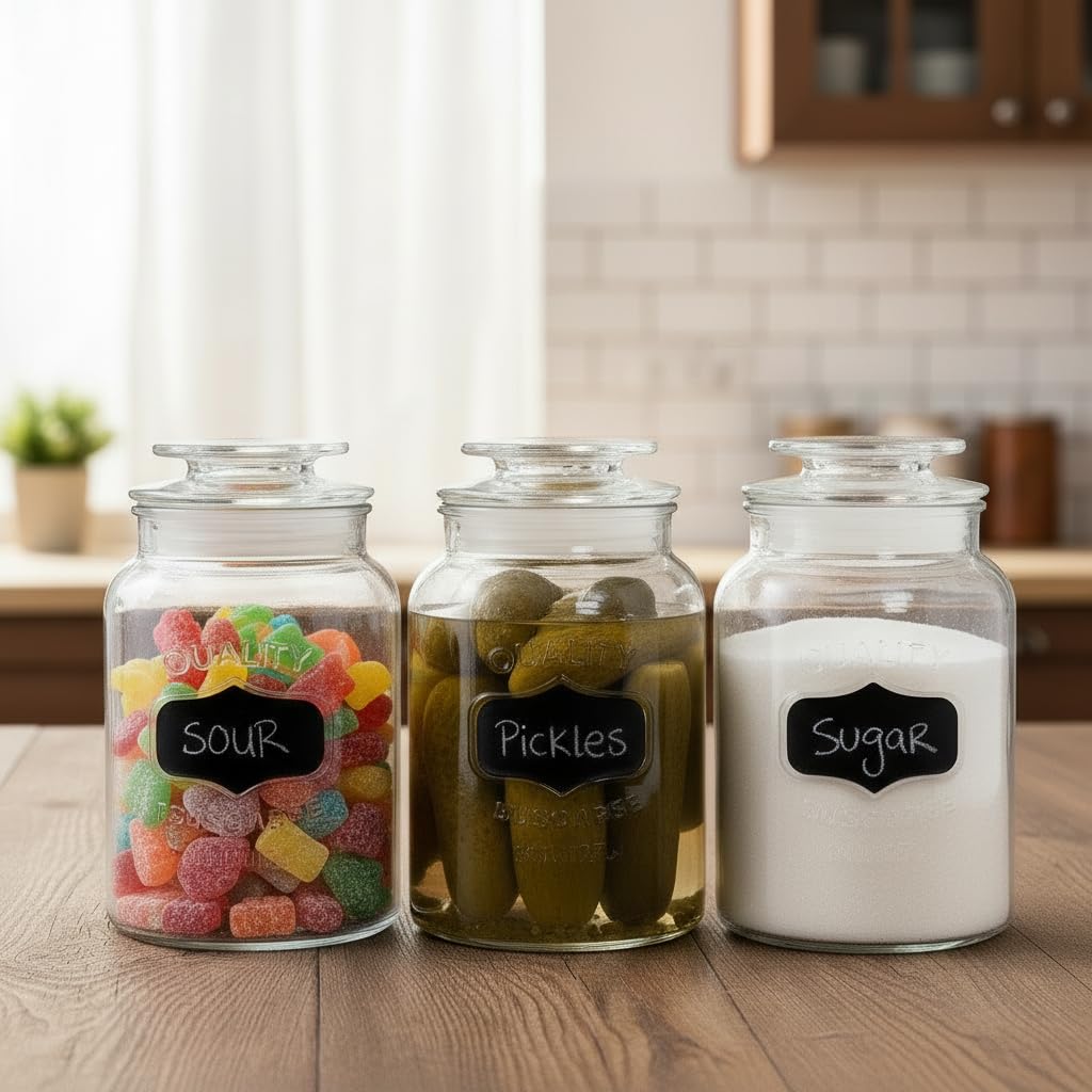 Ginoya Brothers  Kitchen Glass Jar (3, 1500 Ml. Cookie Jar)