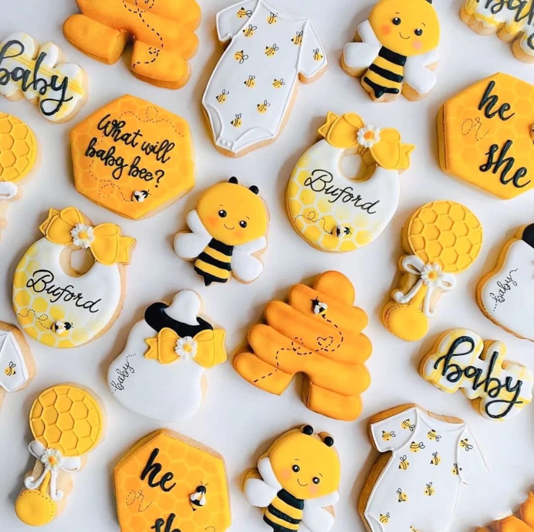 6Pcs Bee Cookie Cutters, Bee, Beehive,Honey Jar, Flower, Honeycomb Stainless Steel Biscuit Cutters Molds, Honey Bee Themed Shape
