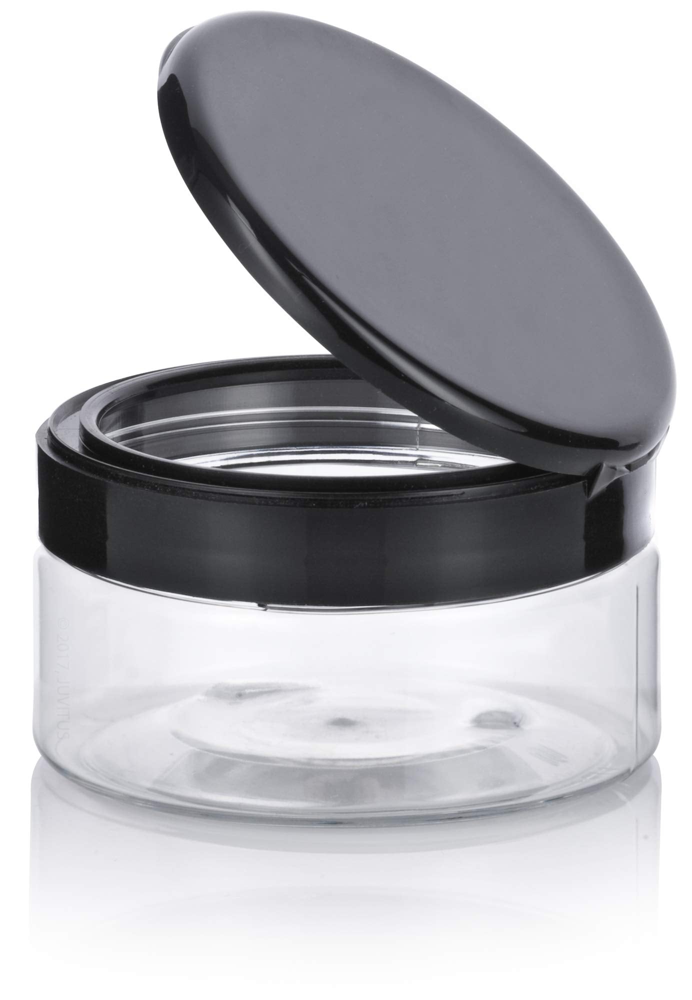 8 Oz Clear Pet Plastic Refillable Low Profile Jar With Flip Top Cap Lid (12 Pack)