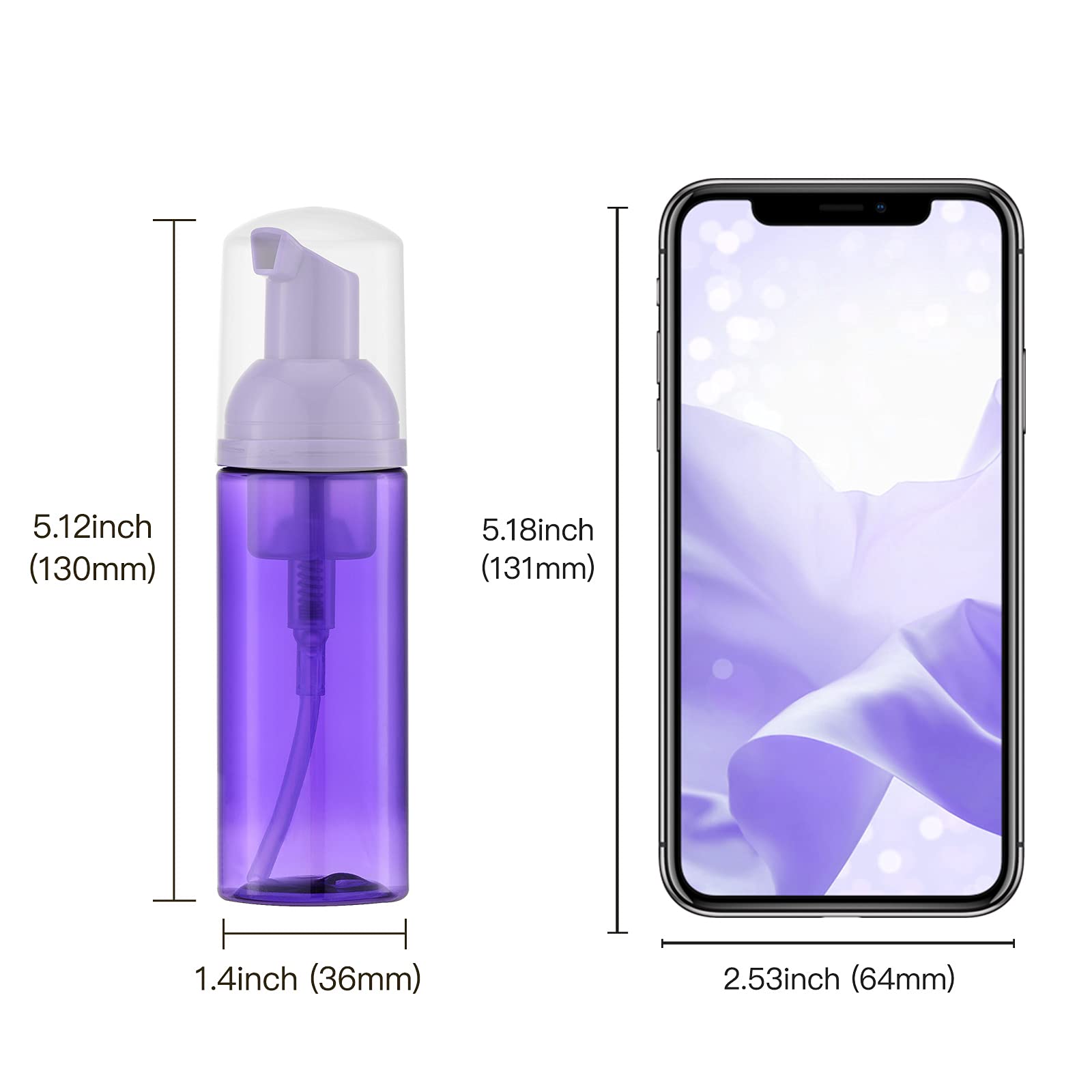 Owlyee 2Oz Foam Bottle (3Pcs) Empty Foaming Pump Dispenser For Hand Soap, Lash Cleanser, Shampoo To Travel (60Ml, Purple)