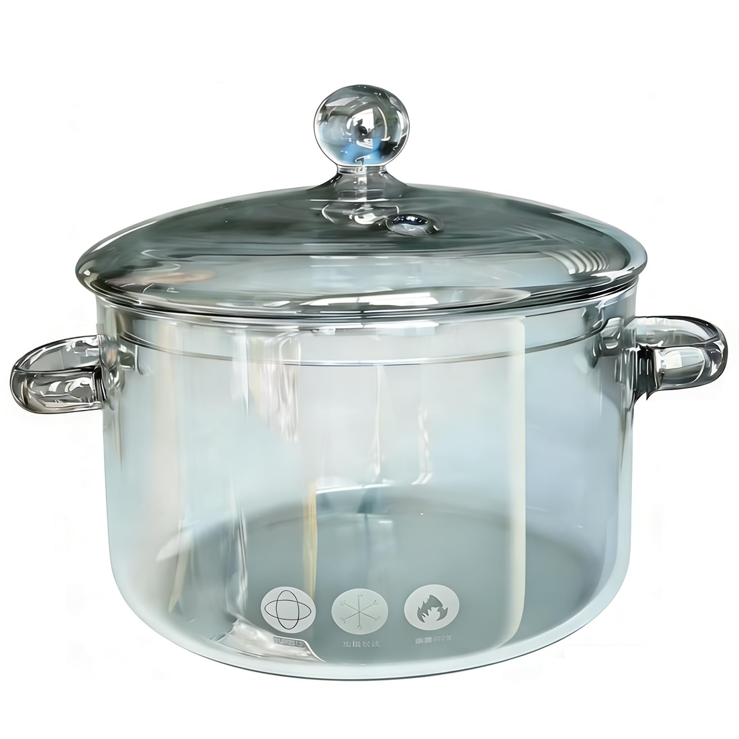Pink Glass Saucepan, 2000ML/67OZ Glass Stockpot, Heart Shaped Clear Glass Stockpot with Lid for Soup, Milk, Baby Food, Noodle, V