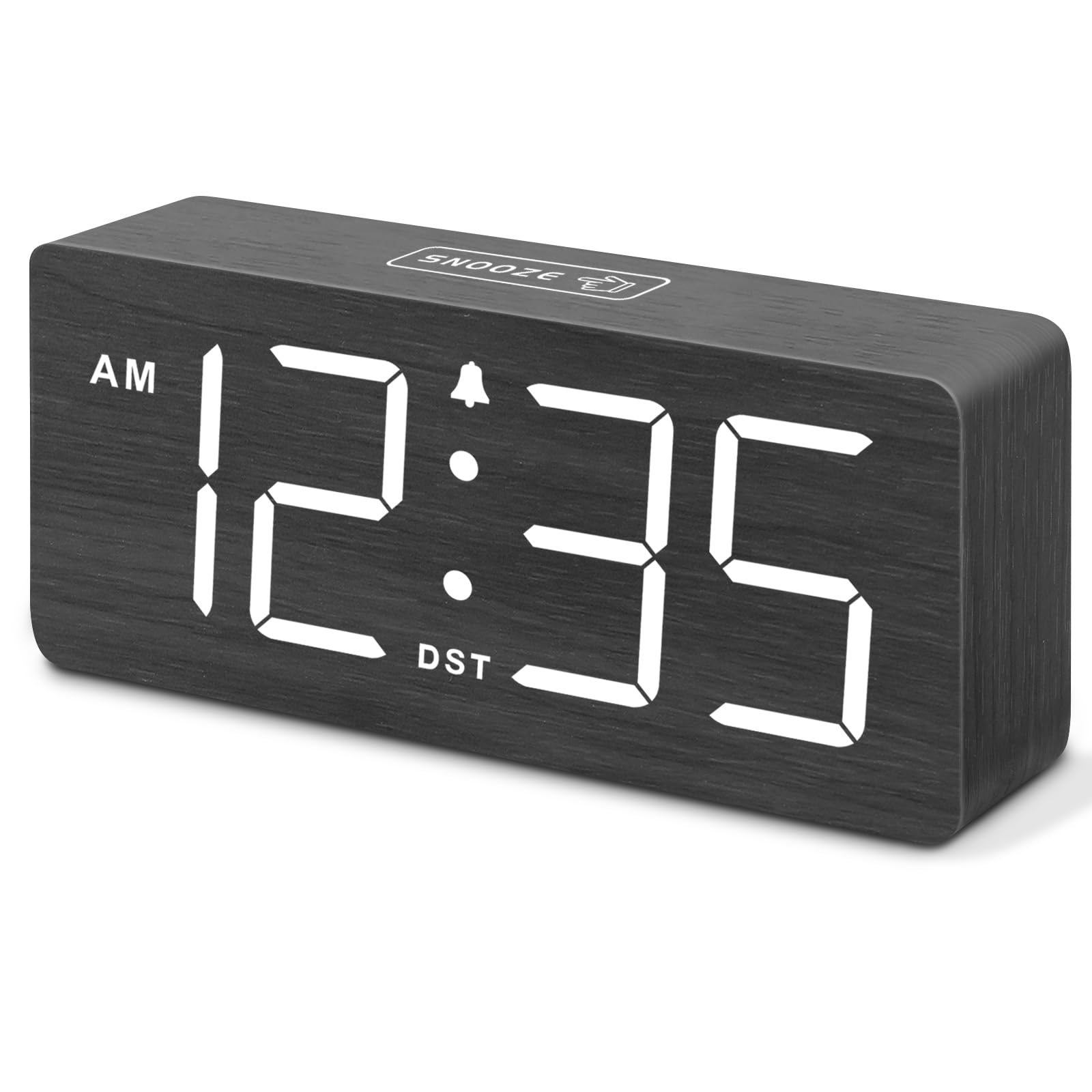 DreamSky Wooden Digital Alarm Clock for Bedroom - Loud Alarm Clock for Heavy Sleepers with Volume Control, Desk Clocks for Livin