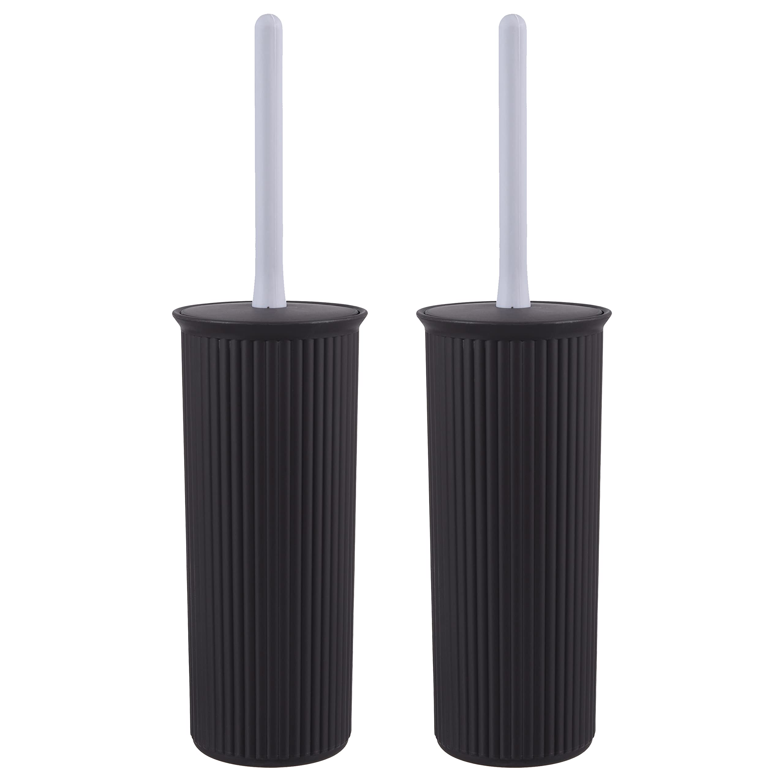 Superio Decorative Plastic Toilet Bowl Brush And Holder Set, Cleaner Scrubber For Bathroom (2, Brown)