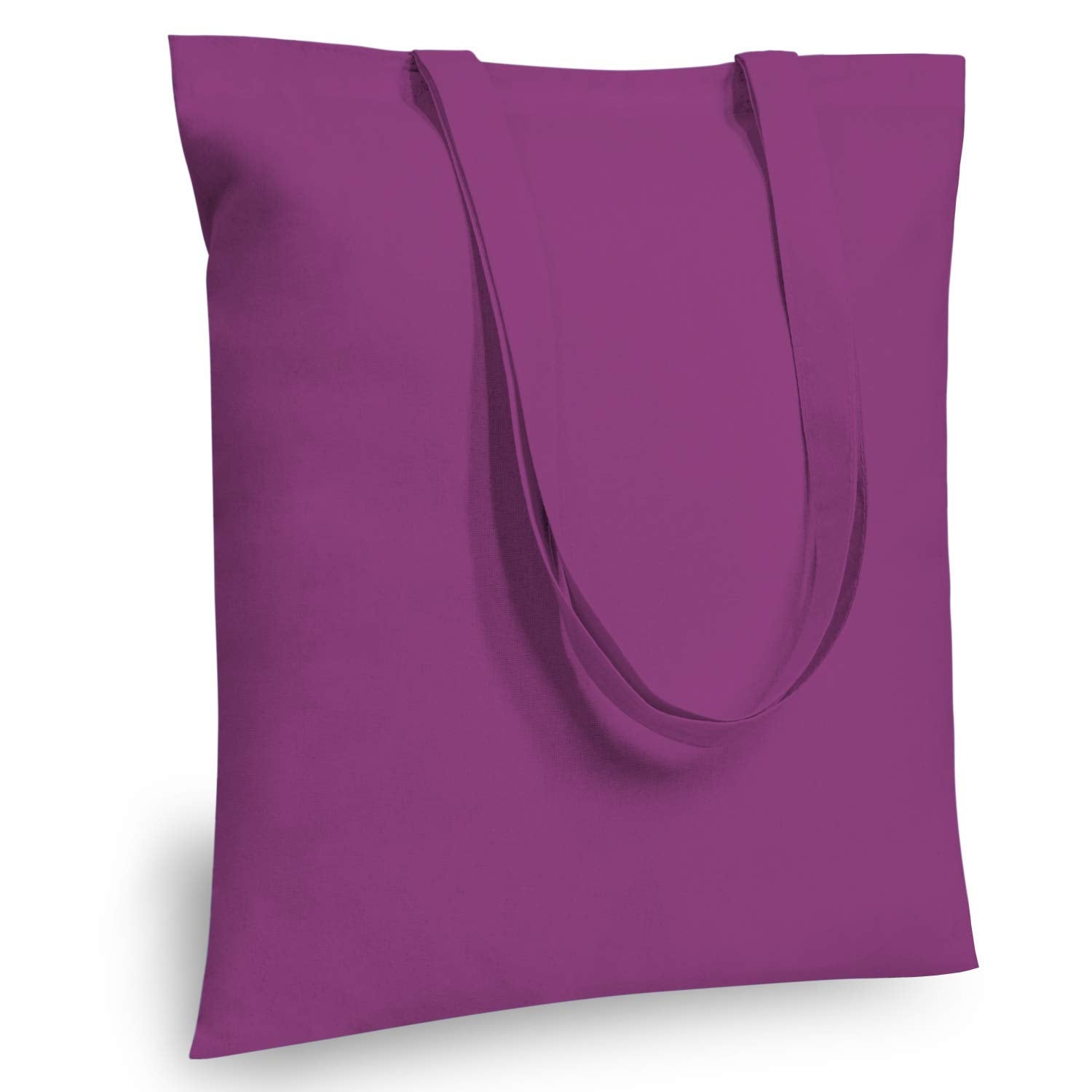 TOPDesign 6-Pack Economical 16x15 Purple Cotton Tote Bag, Lightweight Medium Reusable Grocery Shopping Cloth Bags, Suitable for 