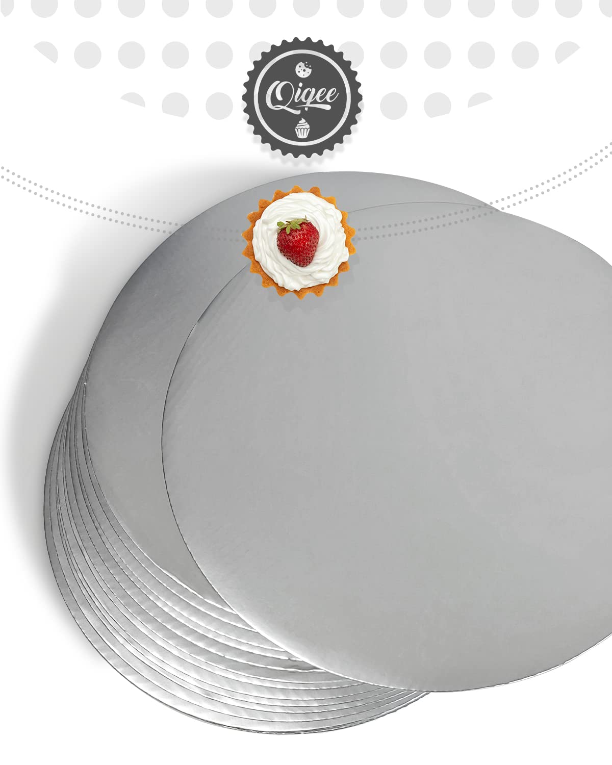 Qiqee 6 Inch Silver Cake Boards Round 40-Packs Circles Rounds Base Food-Grade Cardboard Cake Plate(Thinner But Stronger)