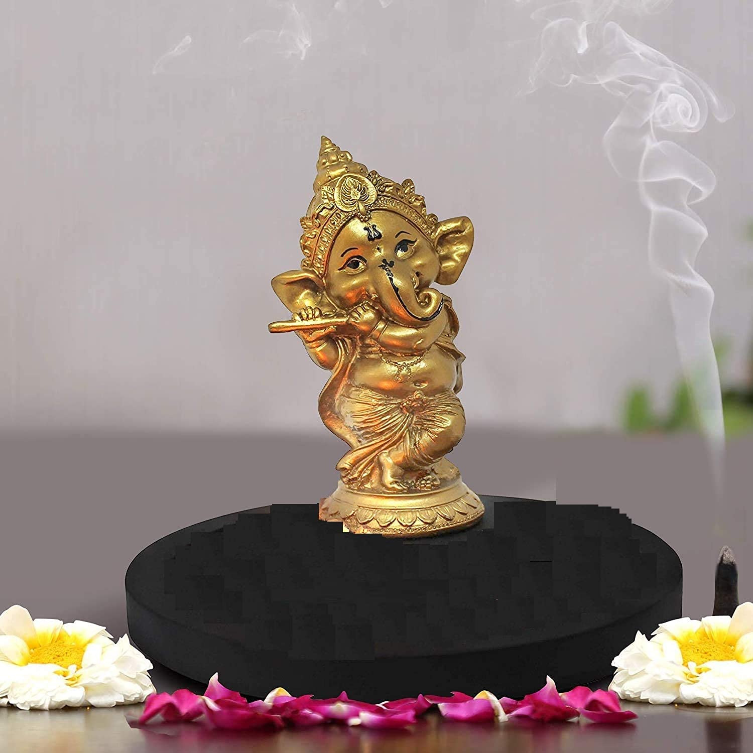 Nrson Indian Handcrafted Polyresin Ceramic Eco Friendly Lord Ganesh Idol Figurine For Home Decoration/Office/Gifting/Pooja (Flut
