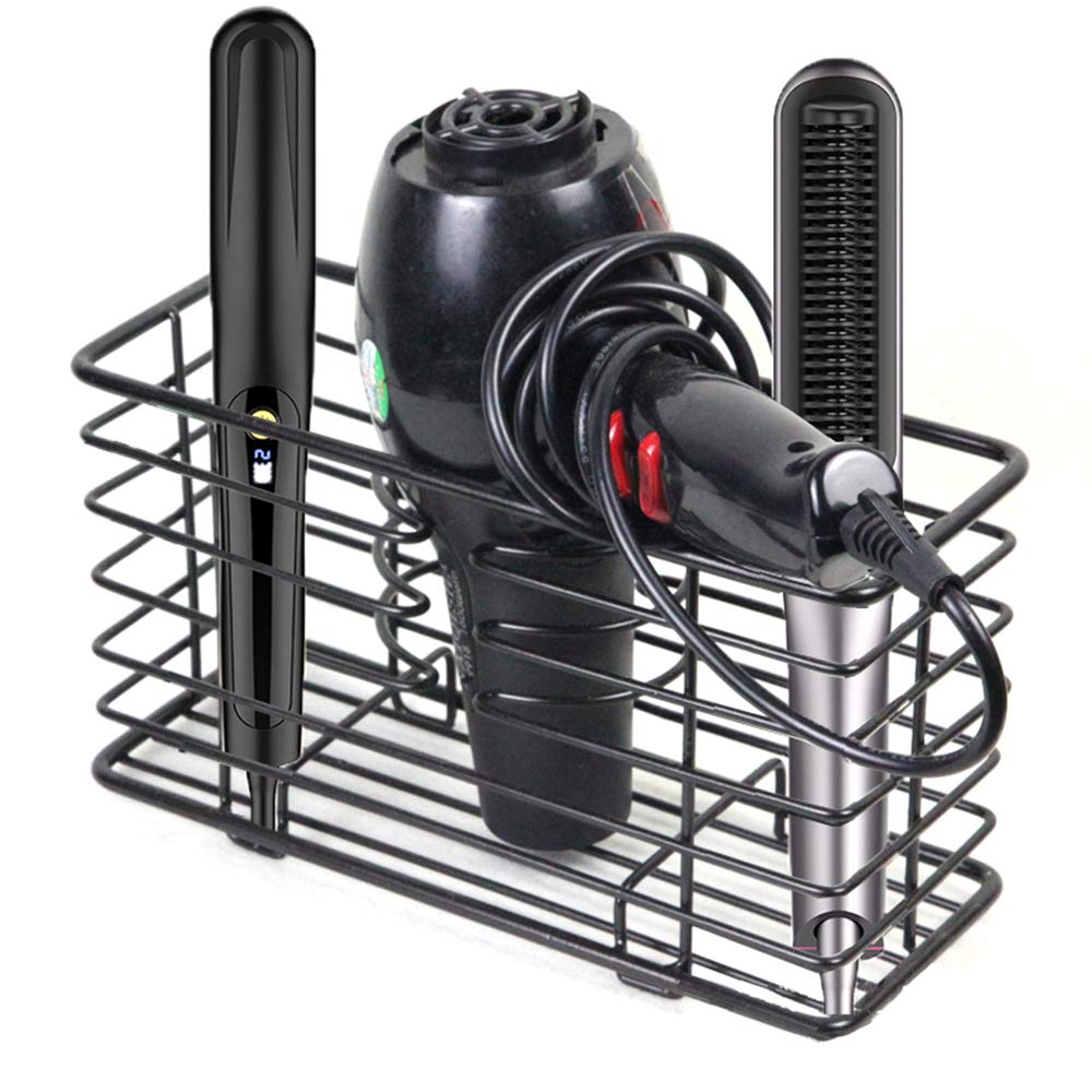 Ycoco Hair Dryer Holder,Hair Tool Organizer Wall Mount Metal Wire Bathroom Hair Care Styling Tool Organizer Storage Basket For H