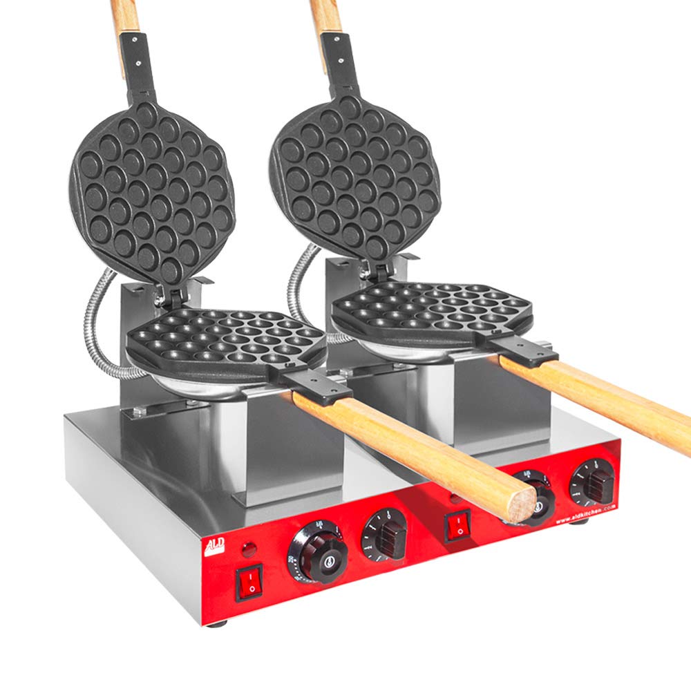 Aldkitchen Bubble Waffle Maker | Bubble Waffle Iron | Egg Waffle Machine | Nonstick Coating (2-Head Electric)
