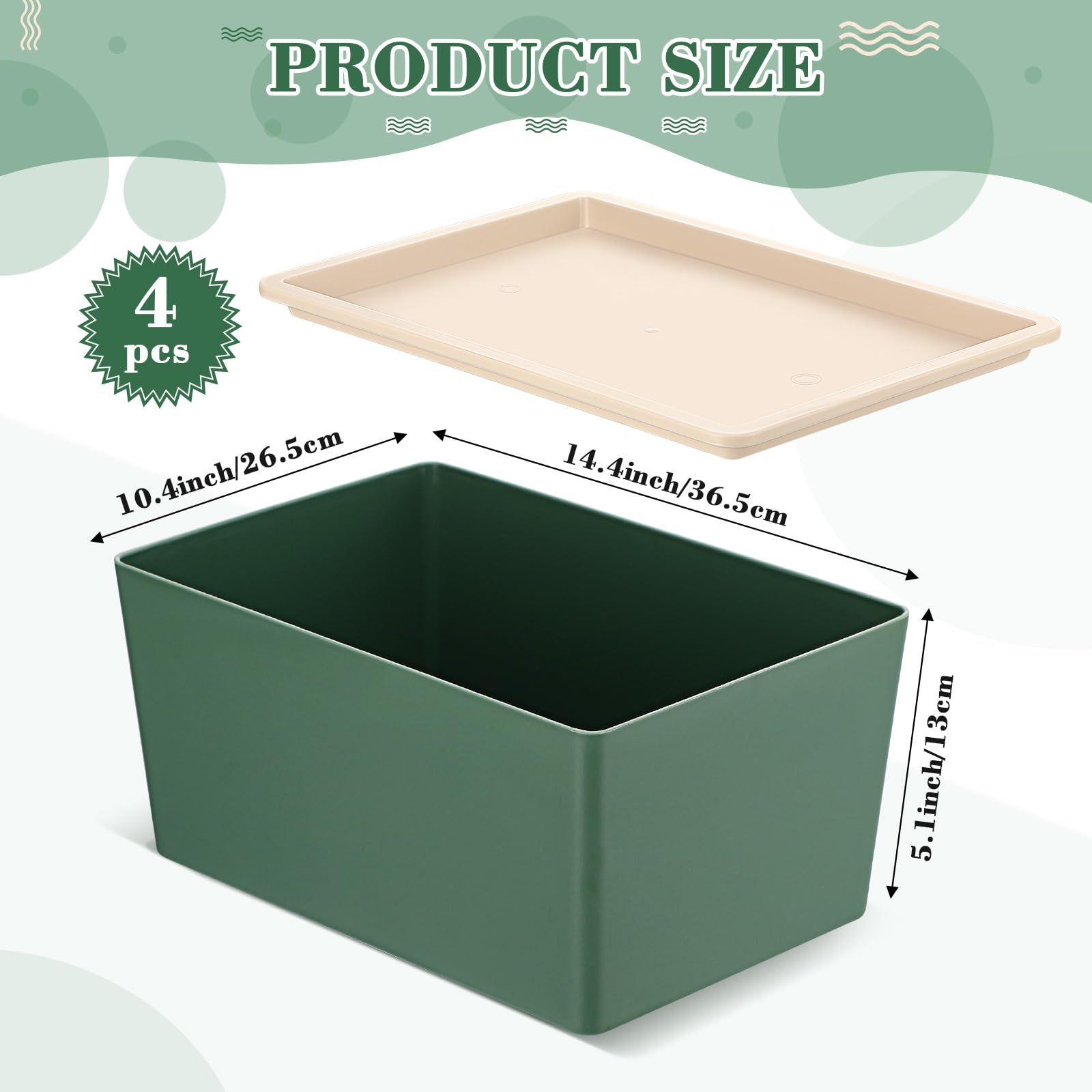 Menkxi 4 Pcs Storage Bins With Lids Plastic Storage Containers Stackable Storage Box Baskets For Organizing Shelves (Green,Large