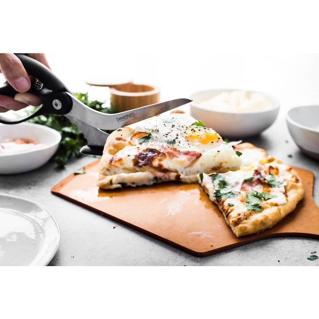 Dreamfarm Scizza 2-In-1 Easy Ergonomic Pizza Scissors With Stainless Steel Pizza Cutter Blades & Non-Stick Slice Server - Black