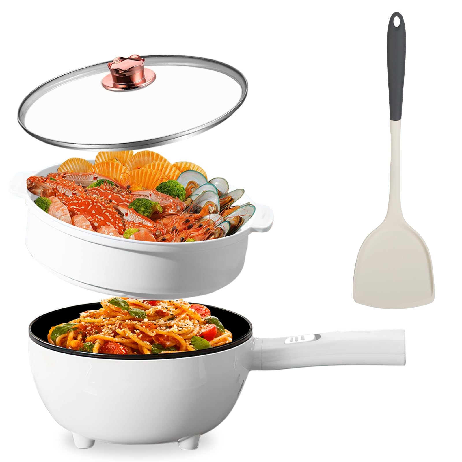 Electric Hot Pot with Steamer, 3L NonStick MultiFunctional Cooker