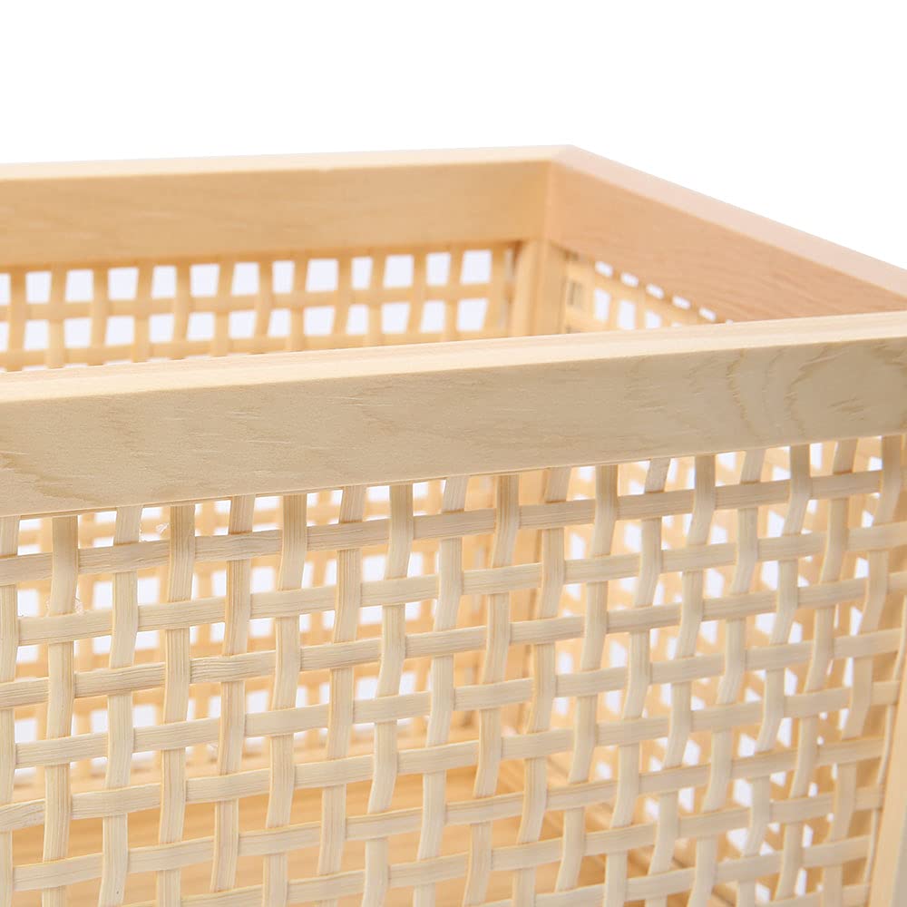 Small Wood Storage Basket, Rectangle Rattan Storage Box, Bamboo Storage Box For Bathroom Office Desktop
