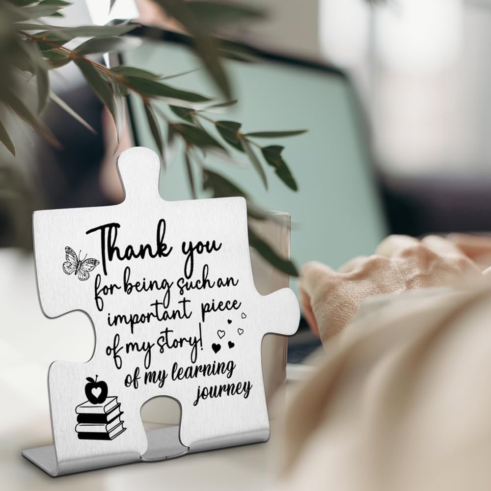 Teacher Appreciation Gifts Puzzle Plaque, Thank you Appreciation Gifts for Teacher, Teacher Gifts for Women Desk Decorations, Te