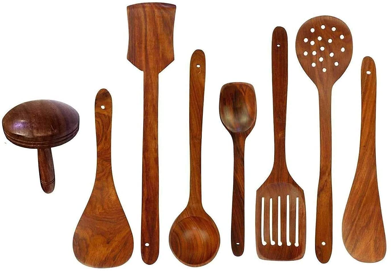 Eversky01 Handicraft Multipurpose Wooden Cooking Spoon Utensils Set For Non Stick Cookware And Serving - Handmade Wooden Spatula