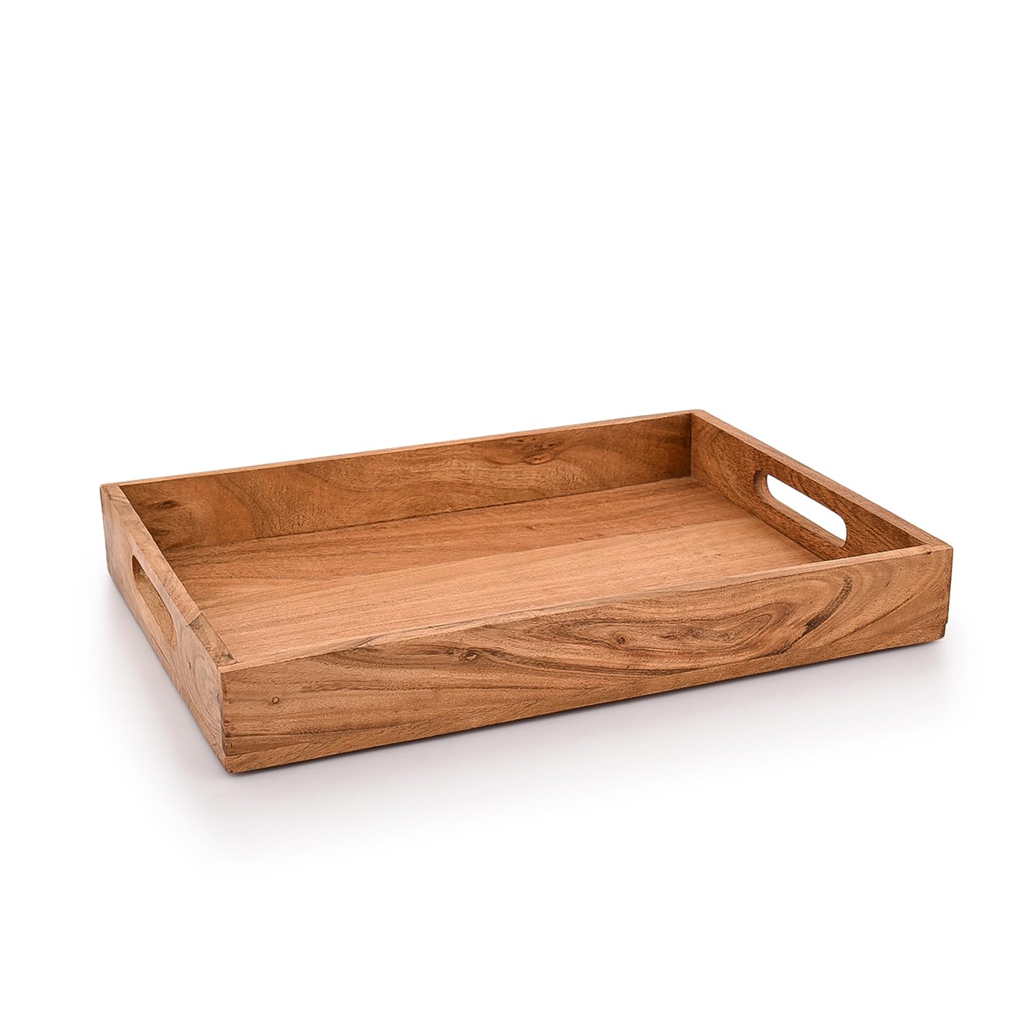 Kaizen Casa |Wooden Rectangular Serving Tray, Wood Plate, Tea/Drink Platter, Dinner Serving Tray, Snack Tray |Size_16'' X 12'' X