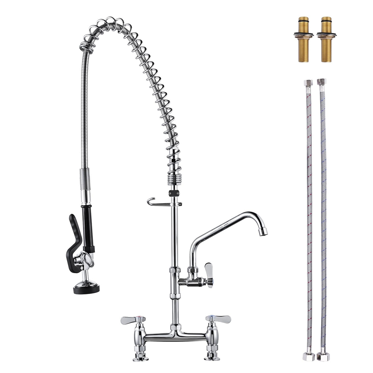 Deck Mount Commercial Kitchen Faucet: Iviga 36'' Height Commercial Sink Faucet With Pre-Rinse Sprayer - Commercial Faucet 8 Cent