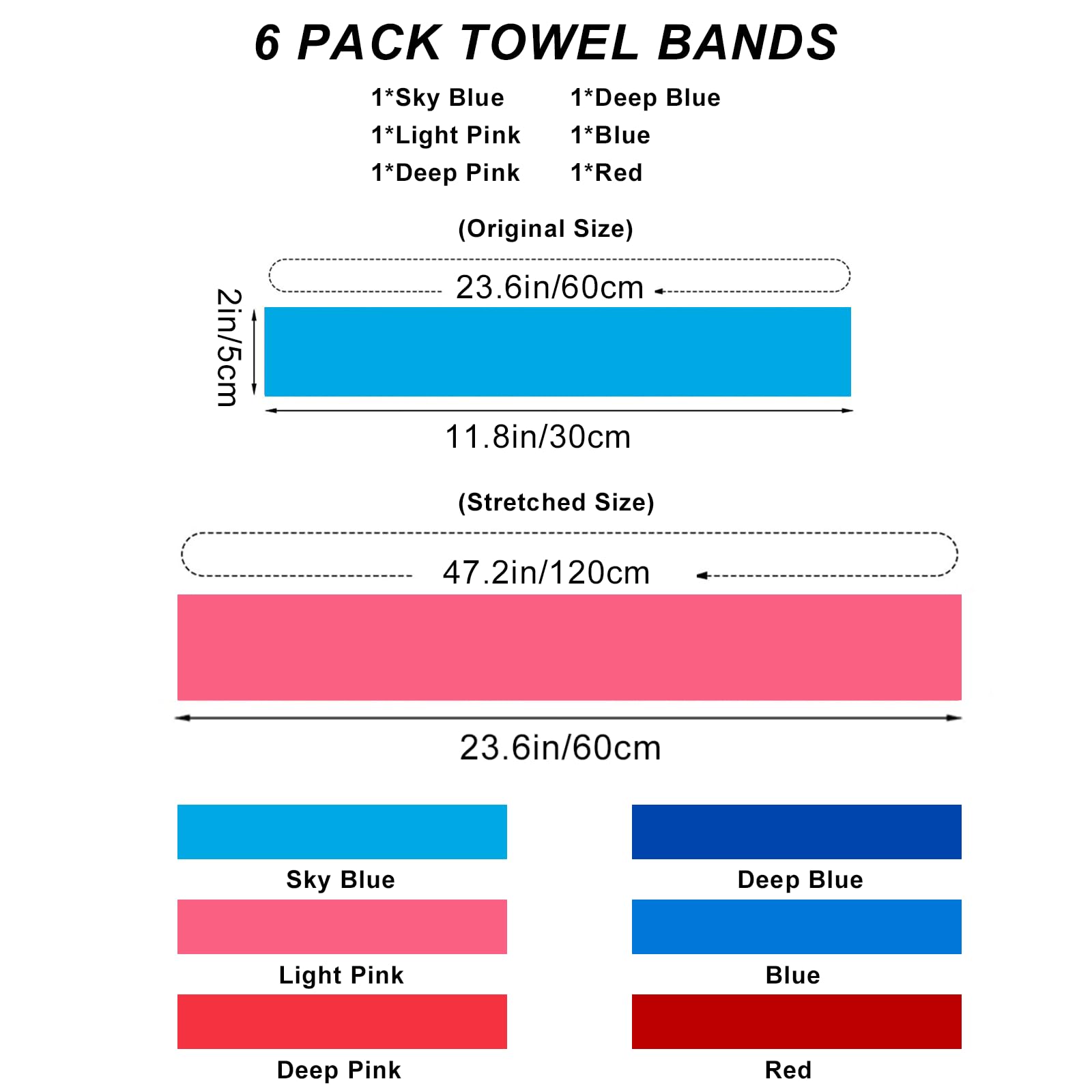 6 Pack Towel Bands, Towel Holder For Beach Chair, 6 Color Rubber Towel Clips For Pool Chair, Must Haves Beach & Cruise Accessori